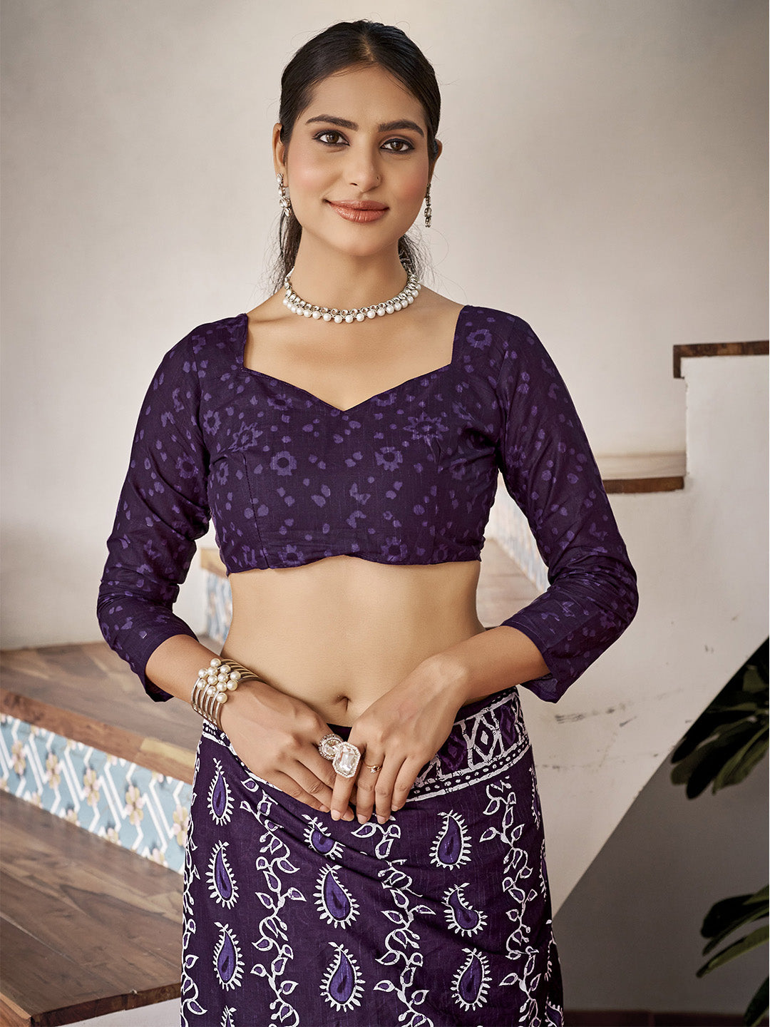 Blue Mulmul Cottons Saree