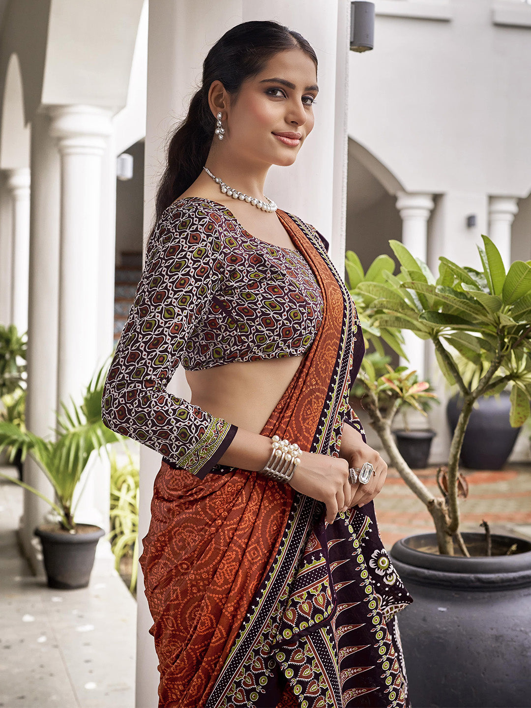 Orange Mulmul Cottons Saree