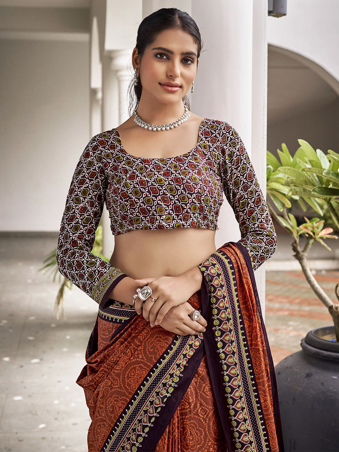 Orange Mulmul Cottons Saree