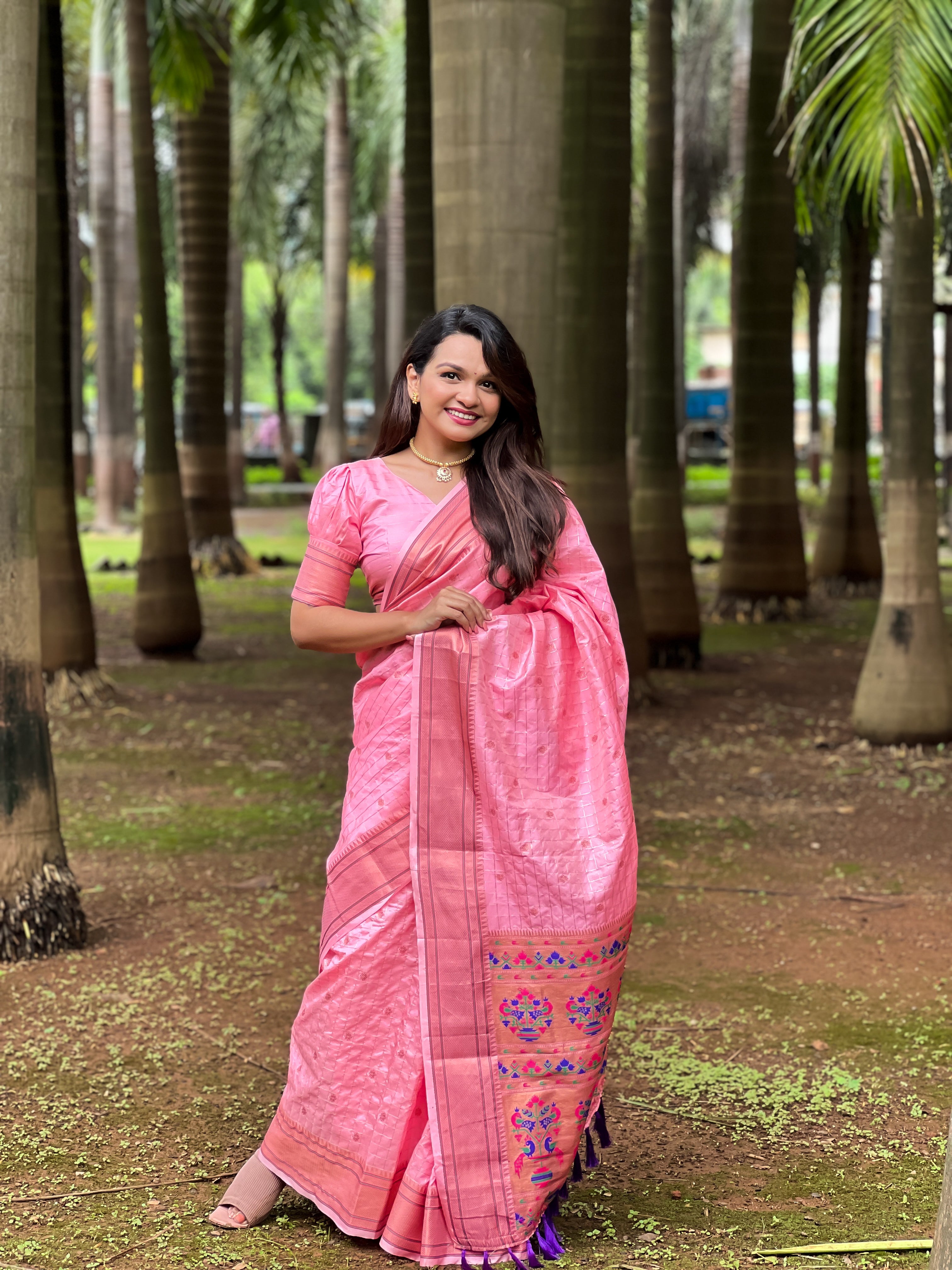 PINK PAITHANI SILK ZARI WEAVING SAREE