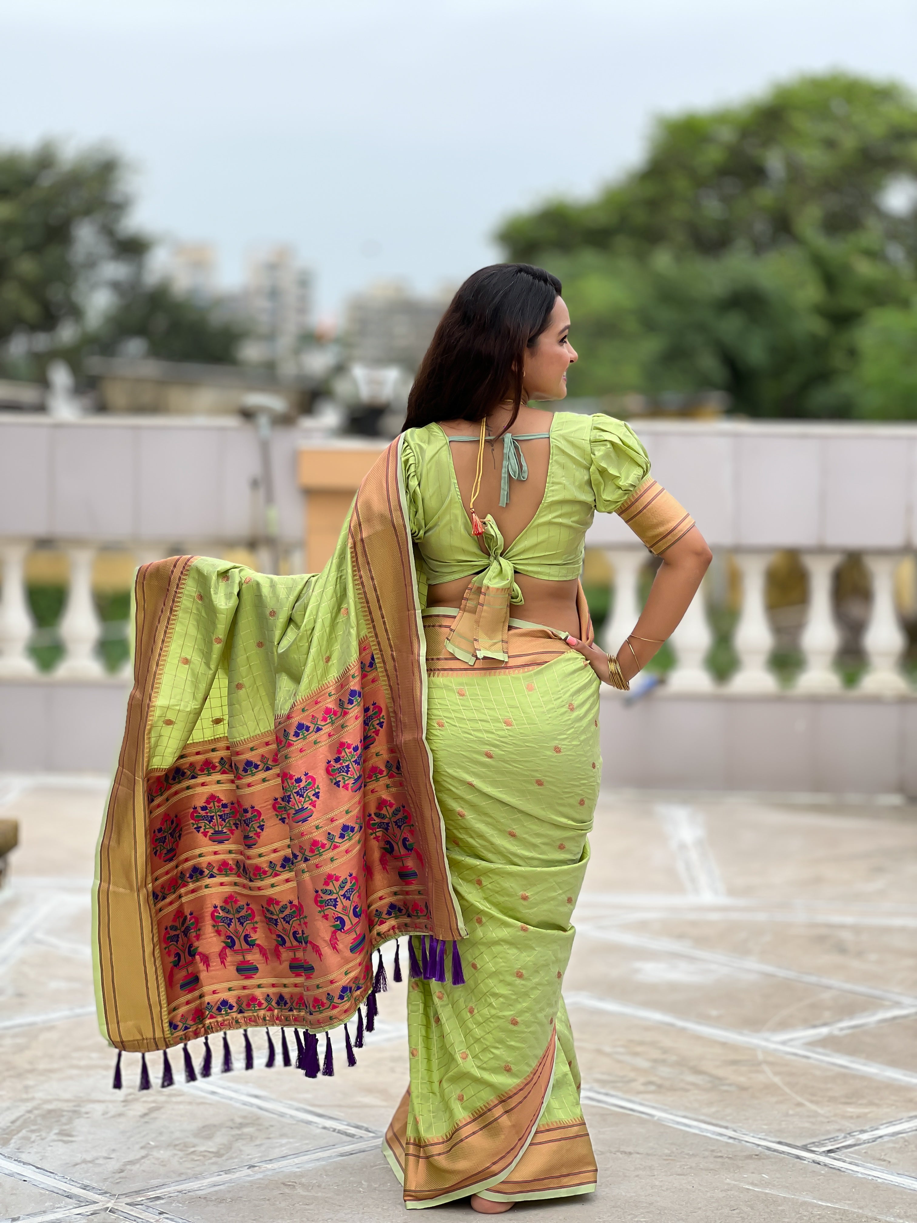 PISTA PAITHANI SILK ZARI WEAVING SAREE