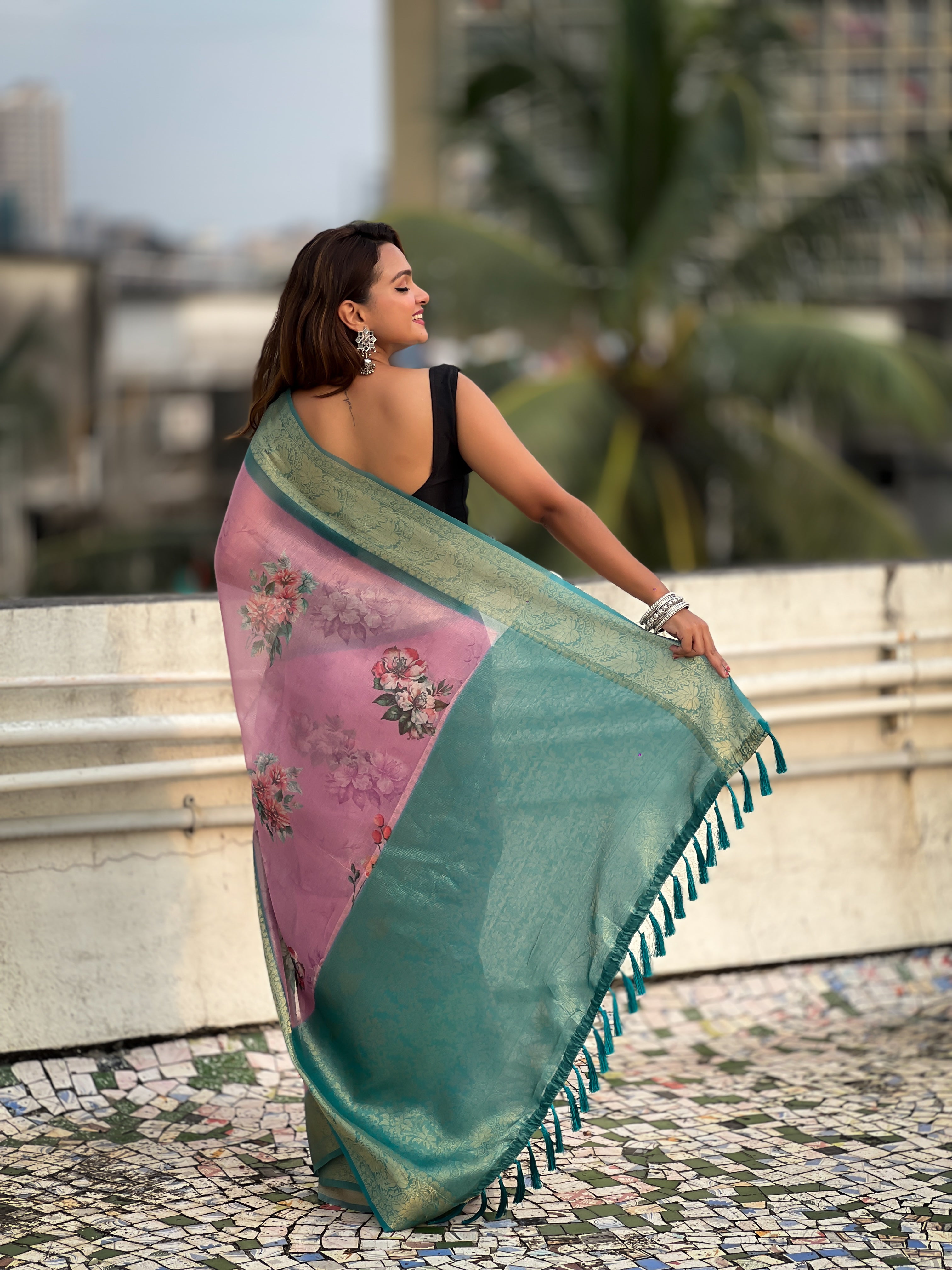 LEVENDER BANARASI SILK BLEND SAREE