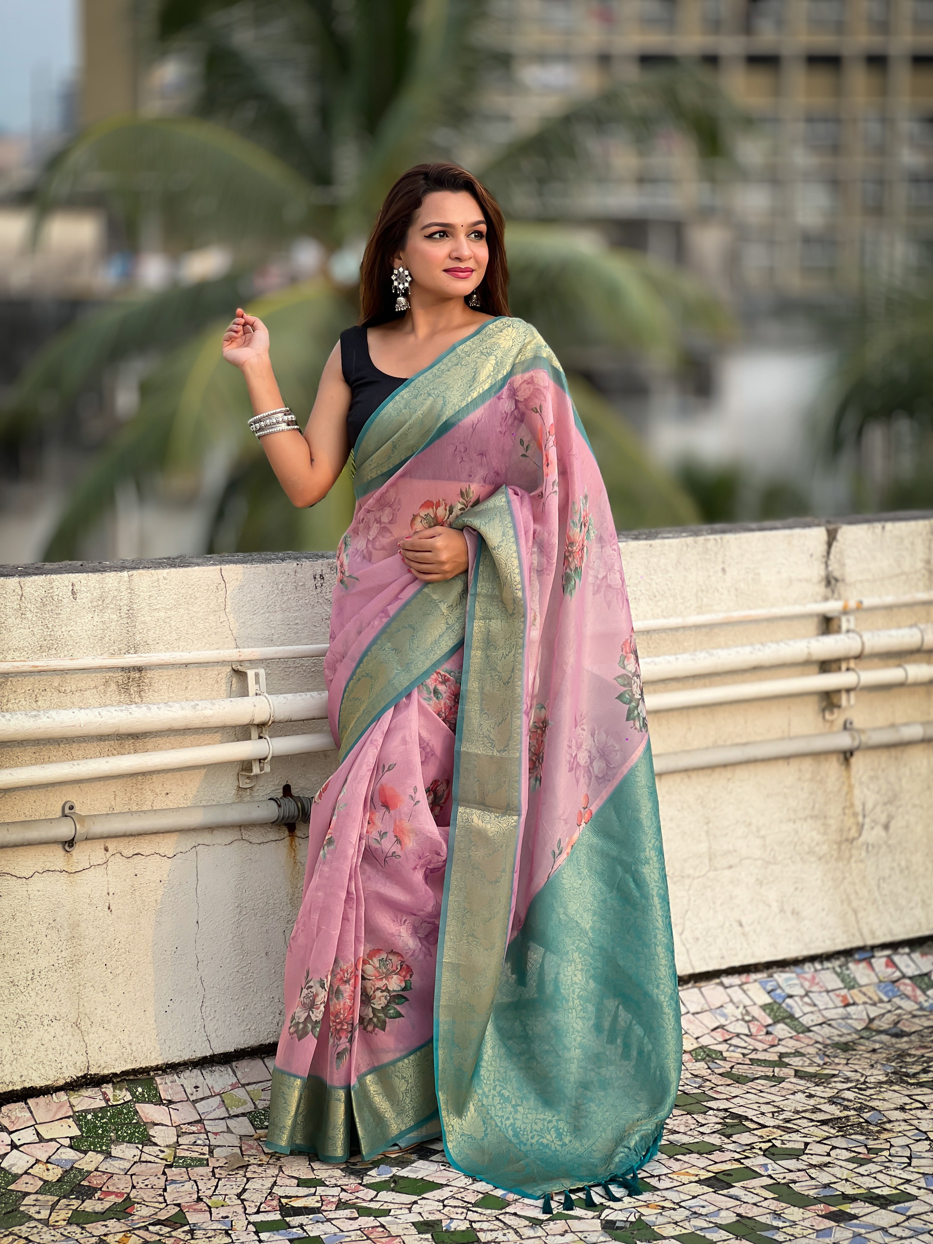 LEVENDER BANARASI SILK BLEND SAREE