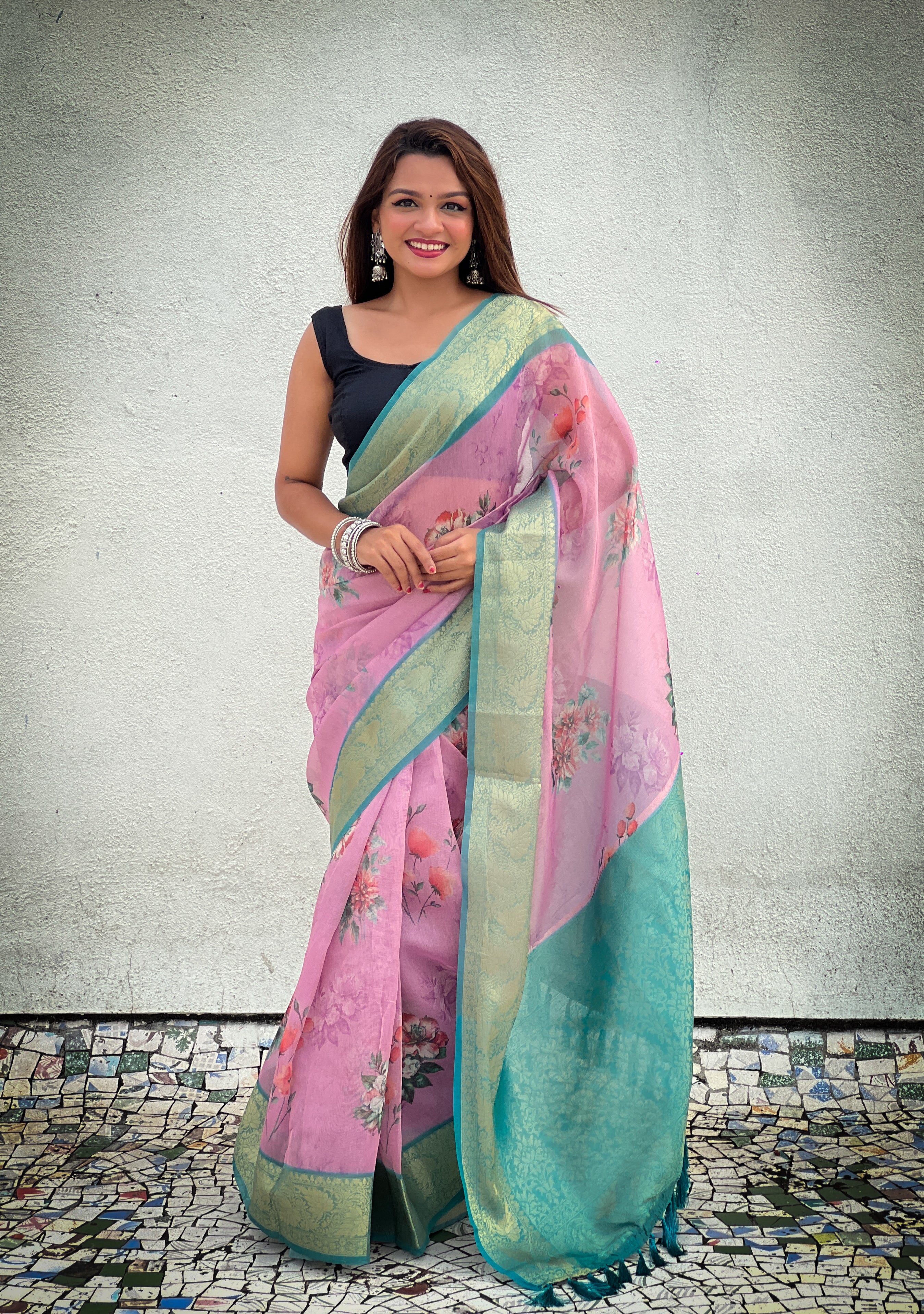 LEVENDER BANARASI SILK BLEND SAREE