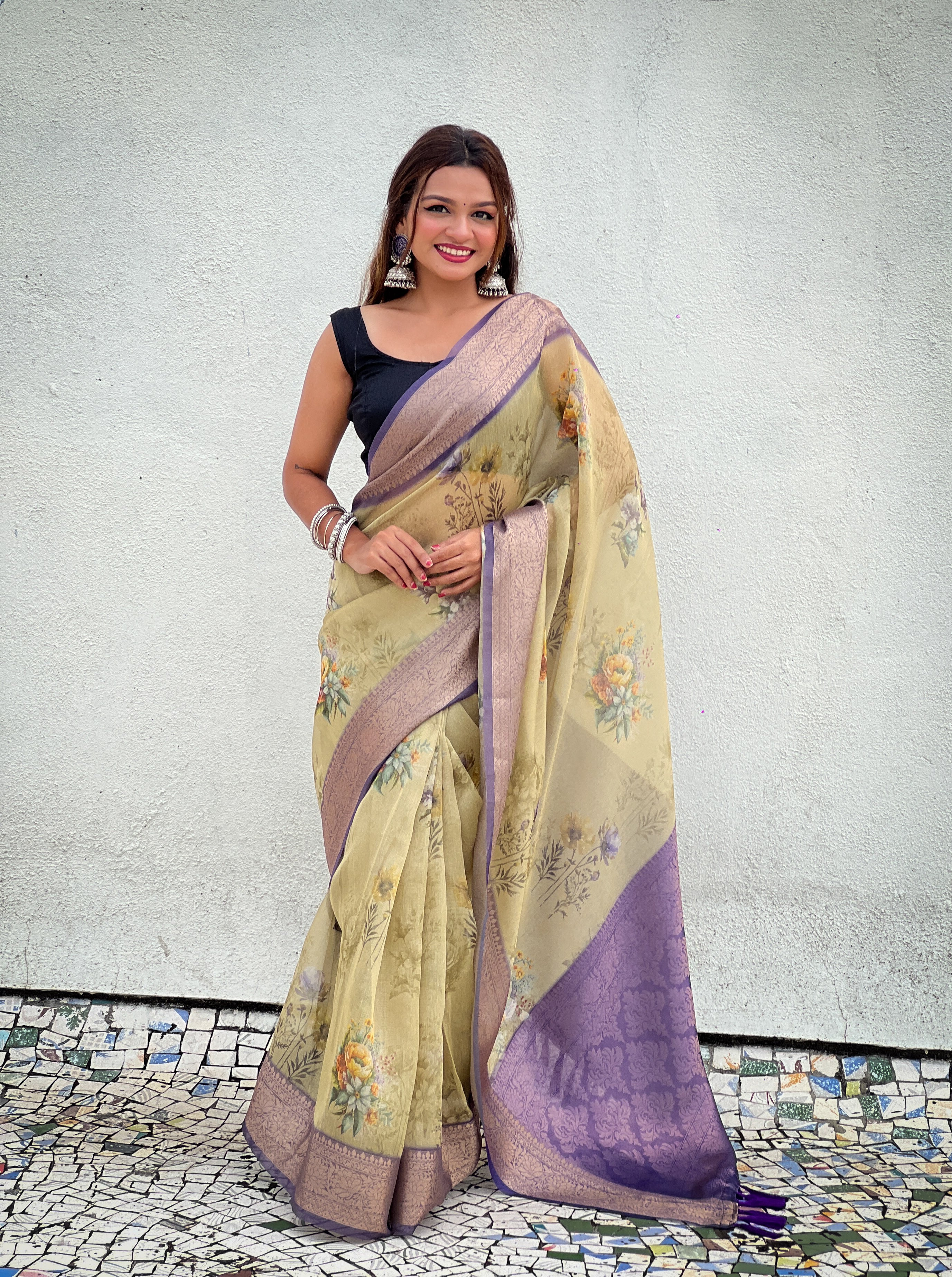 MEHANDI BANARASI SILK BLEND SAREE