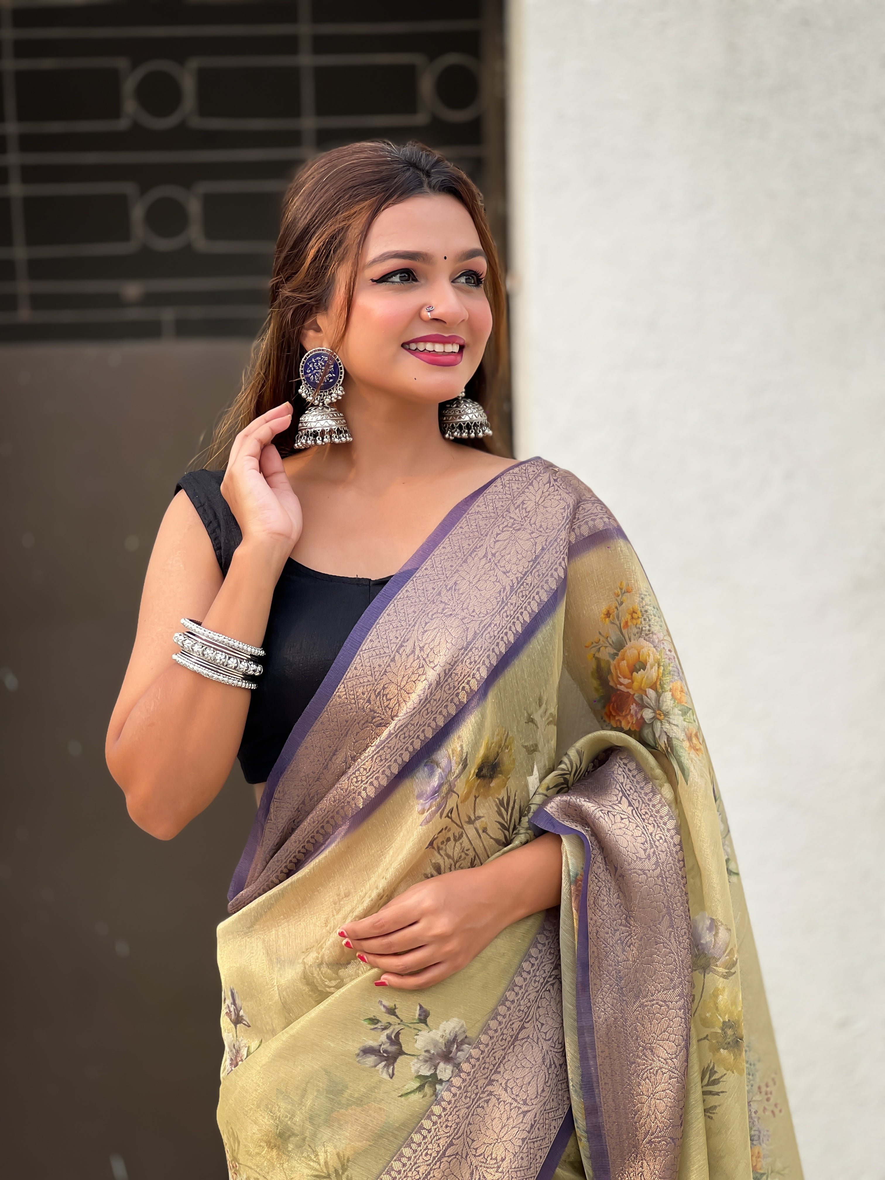 MEHANDI BANARASI SILK BLEND SAREE