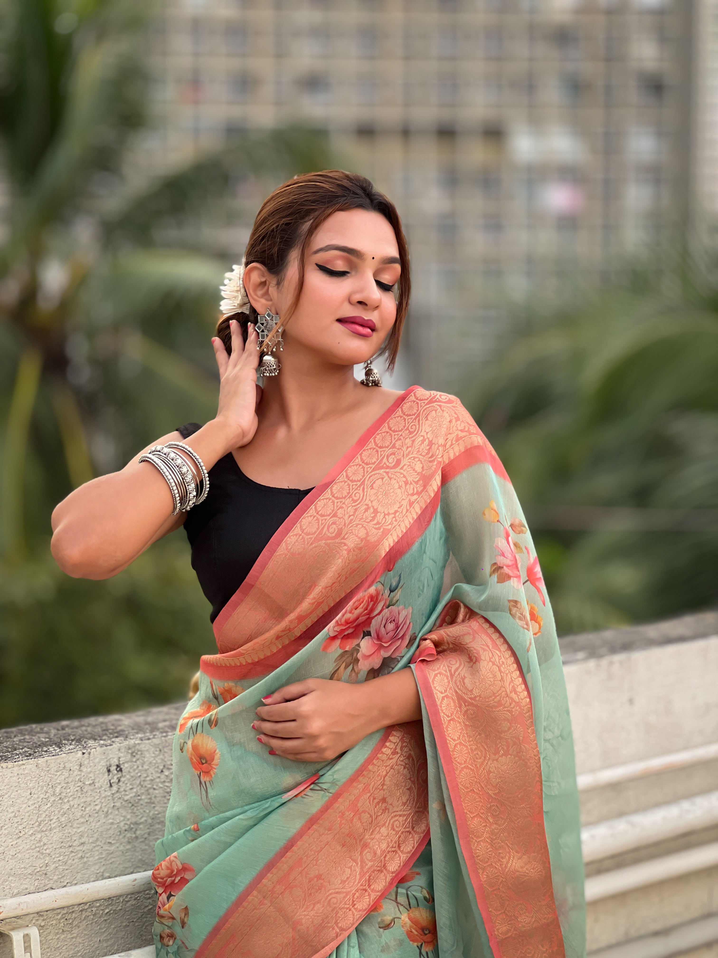 SKY BANARASI SILK BLEND SAREE