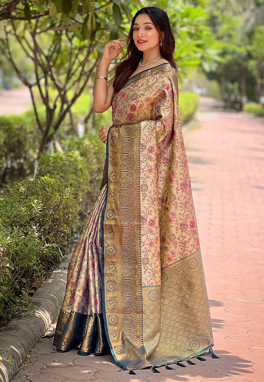 Navy Blue Banarasi Saree