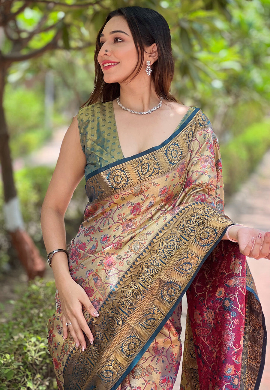 Navy Blue Banarasi Saree