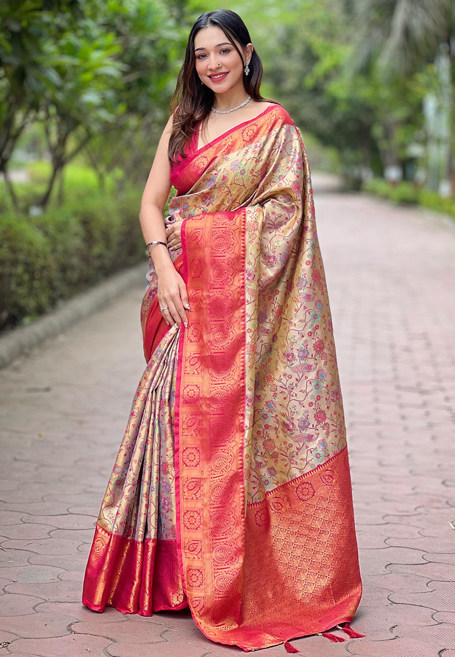 Bloom Pink Banarasi Saree
