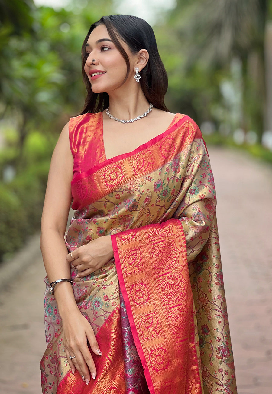 Bloom Pink Banarasi Saree