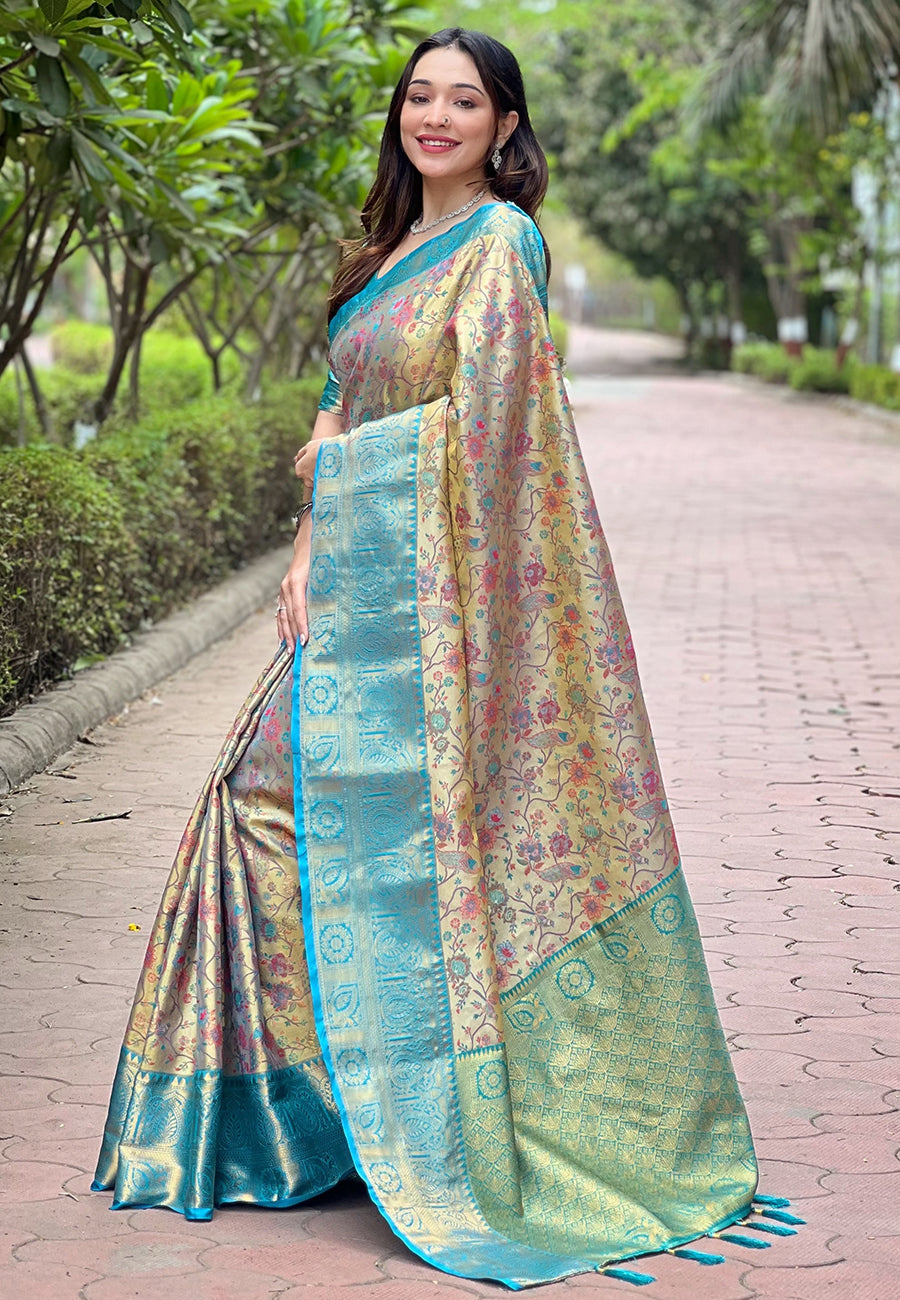 Rama Blue Banarasi Saree