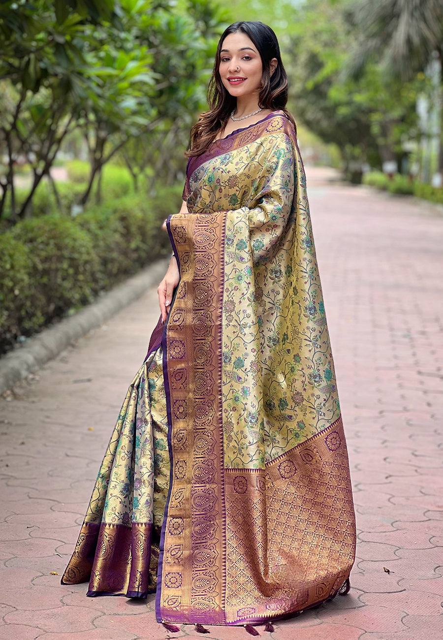 Wine Purple Banarasi Saree