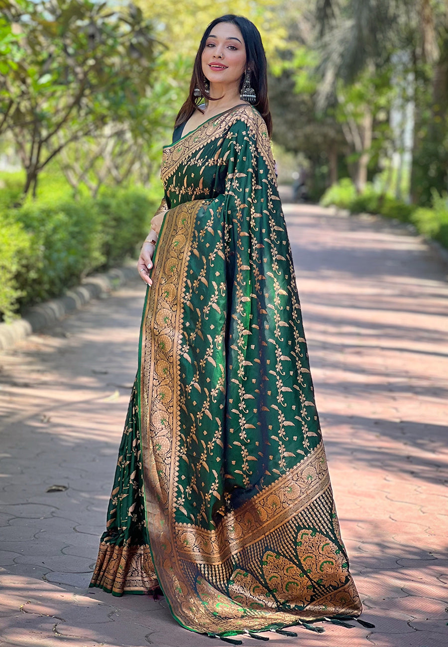 Green Banarasi Katan Silk Saree