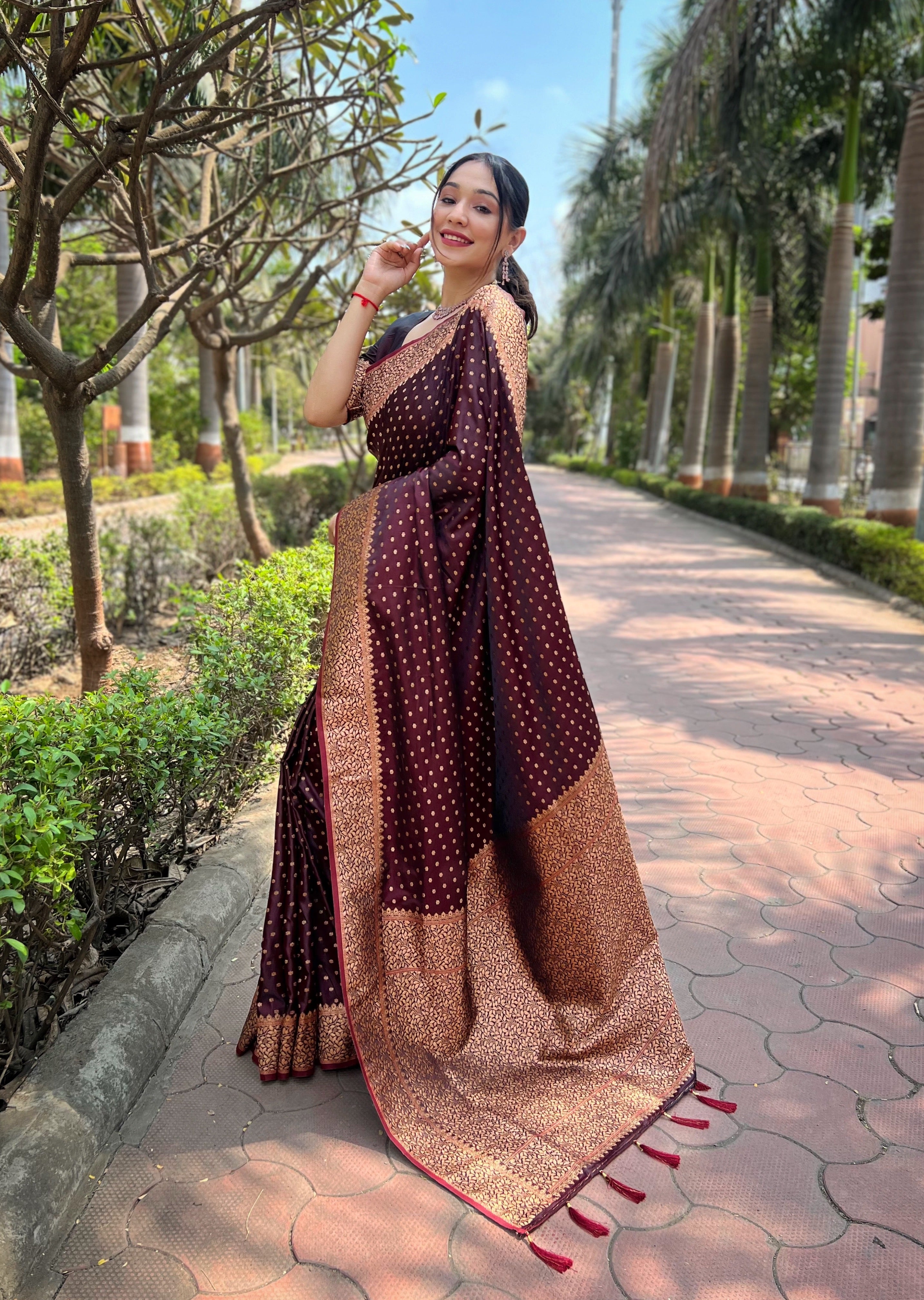 Maroon Banarasi Katan Silk Saree
