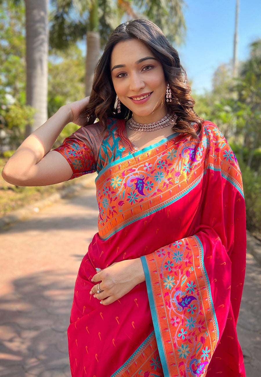 Bright Pink Paithani Saree