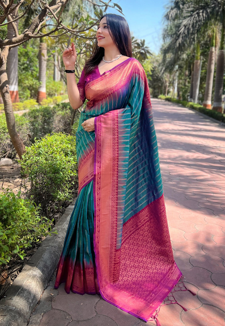 Bright Green Soft Silk Saree