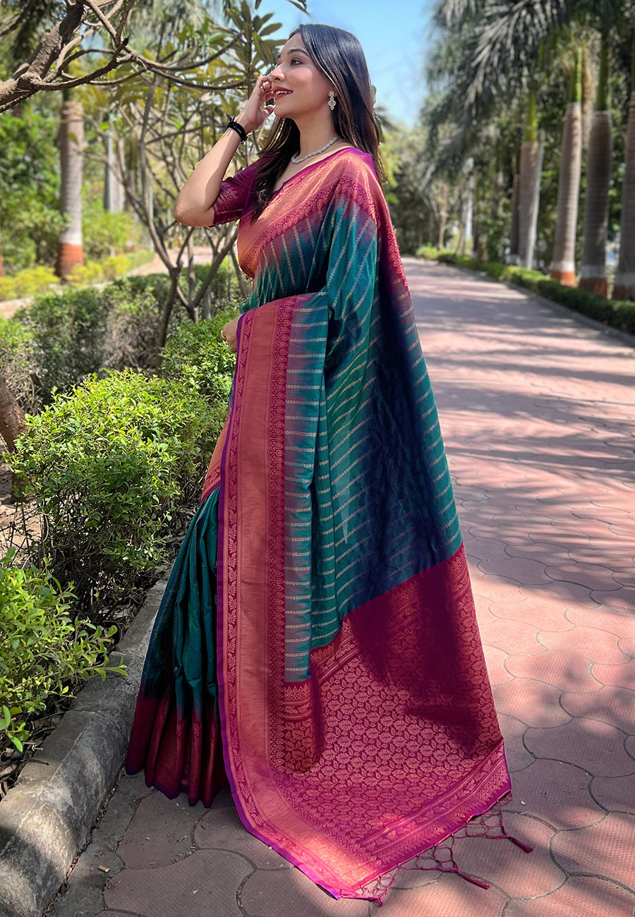 Bright Green Soft Silk Saree