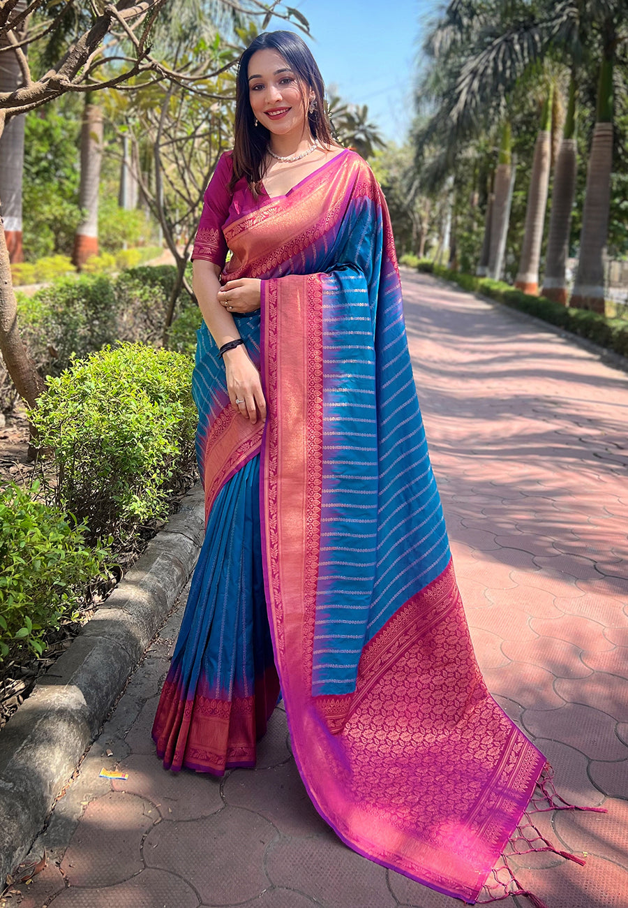 Dark Blue Soft Silk Saree