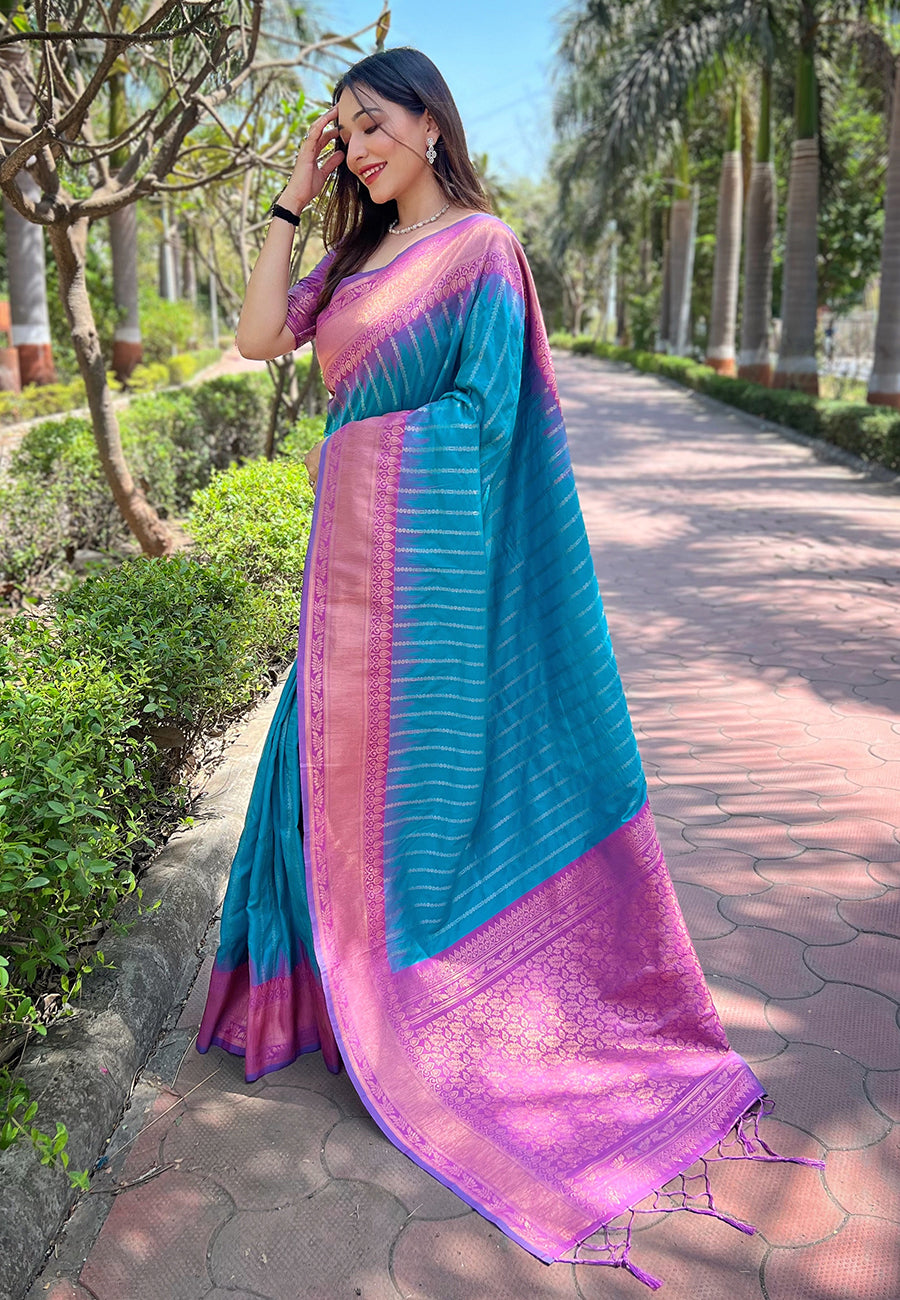 Sky Blue Soft Silk Saree