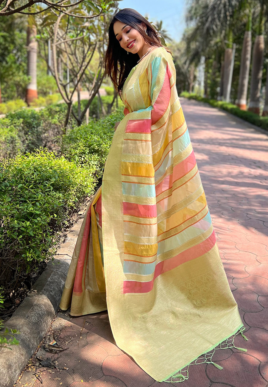 Pista Green Organza Saree
