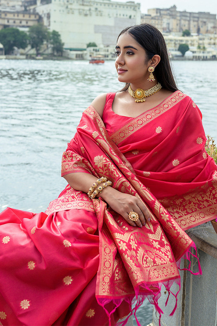 Red Silk Blend Saree