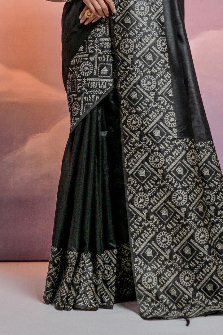 Black Silk Blend Saree