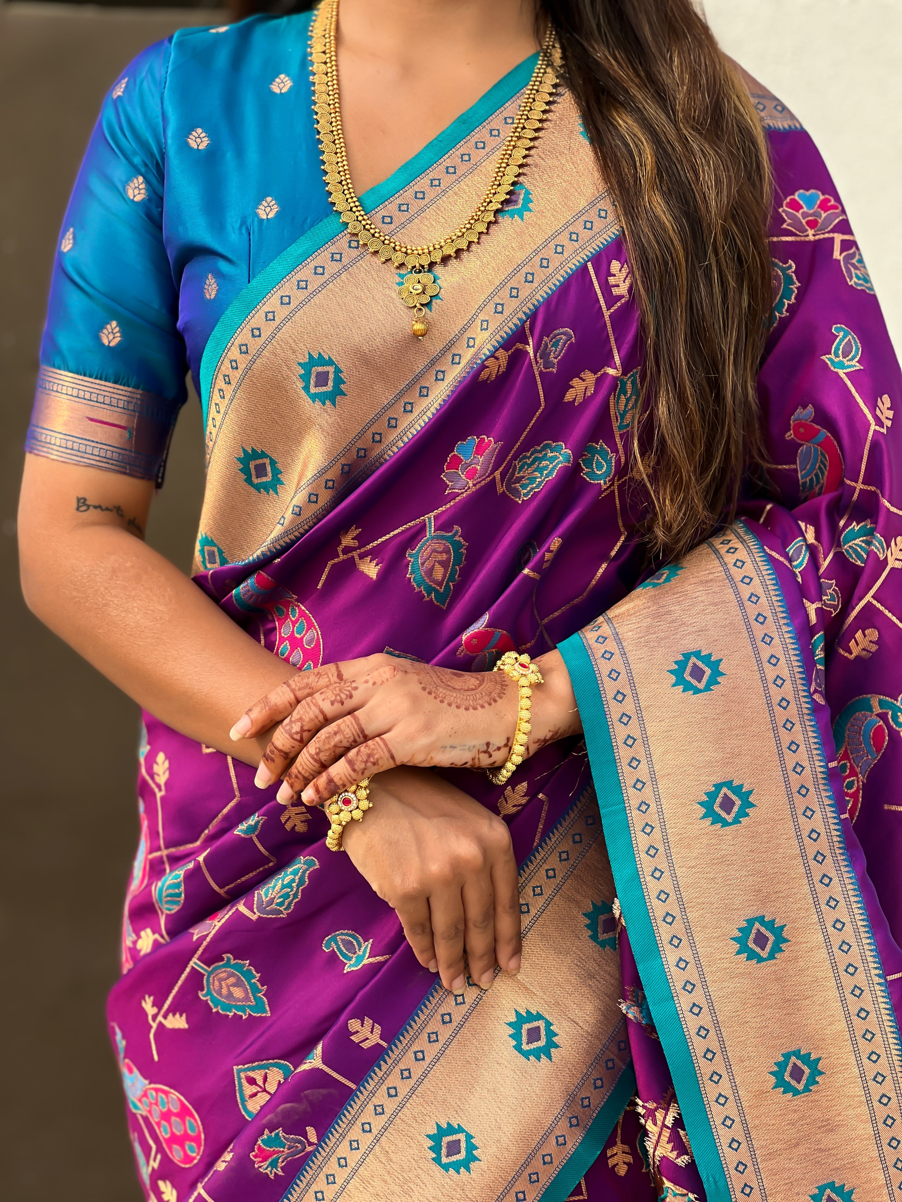 VIOLET SOFT SILK PAITHANI SAREE