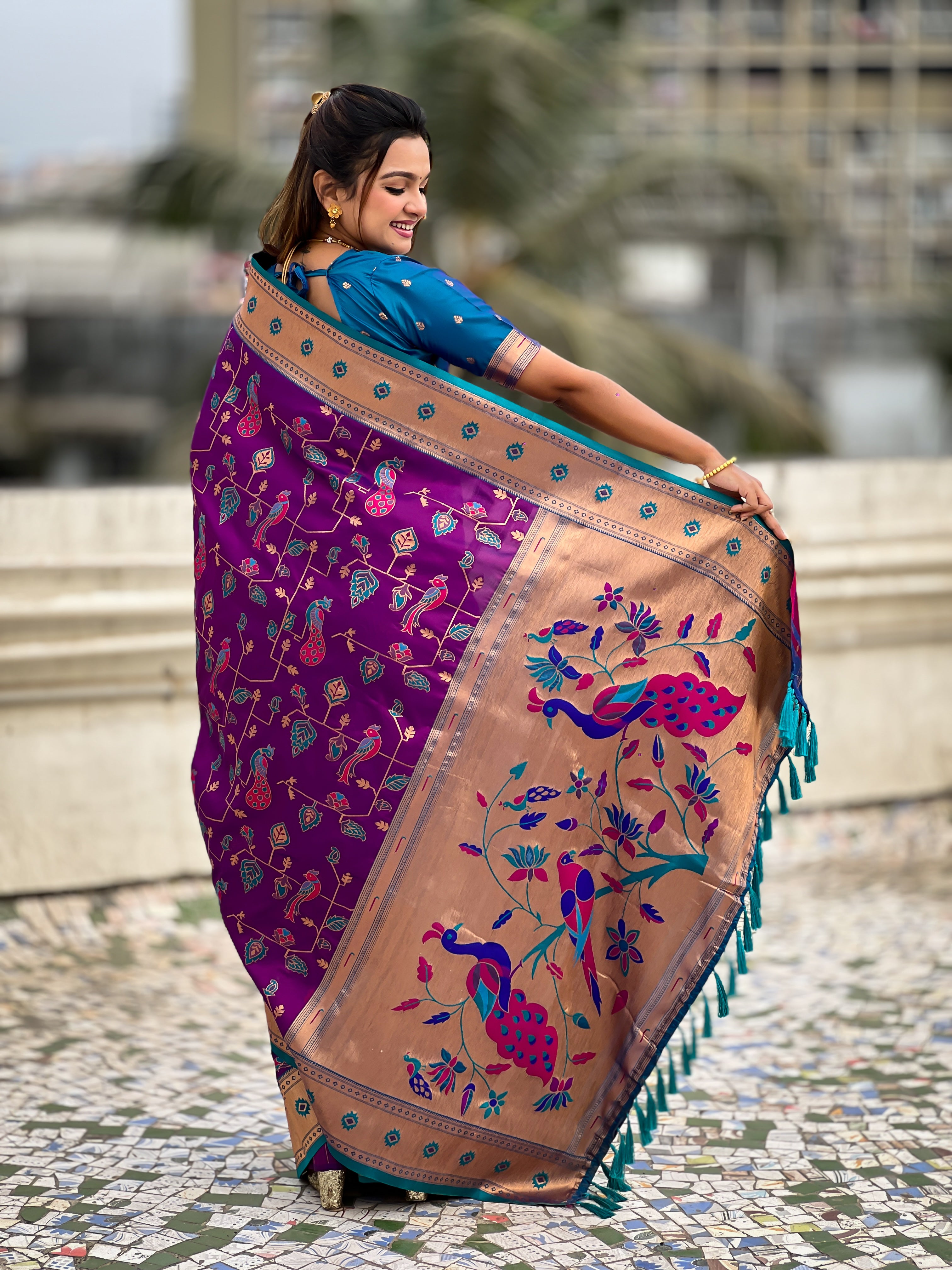 VIOLET SOFT SILK PAITHANI SAREE
