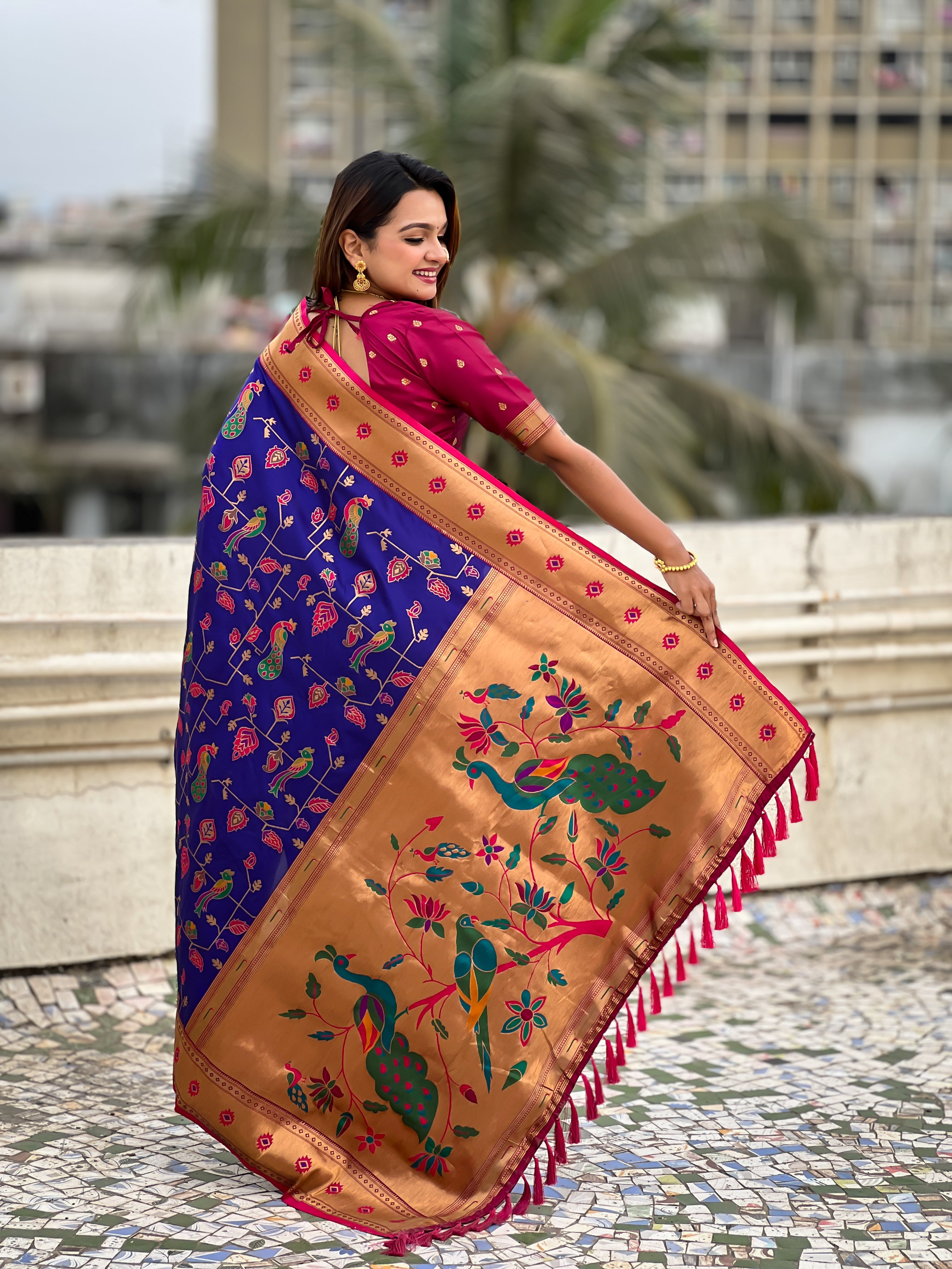 BLUE SOFT SILK PAITHANI SAREE