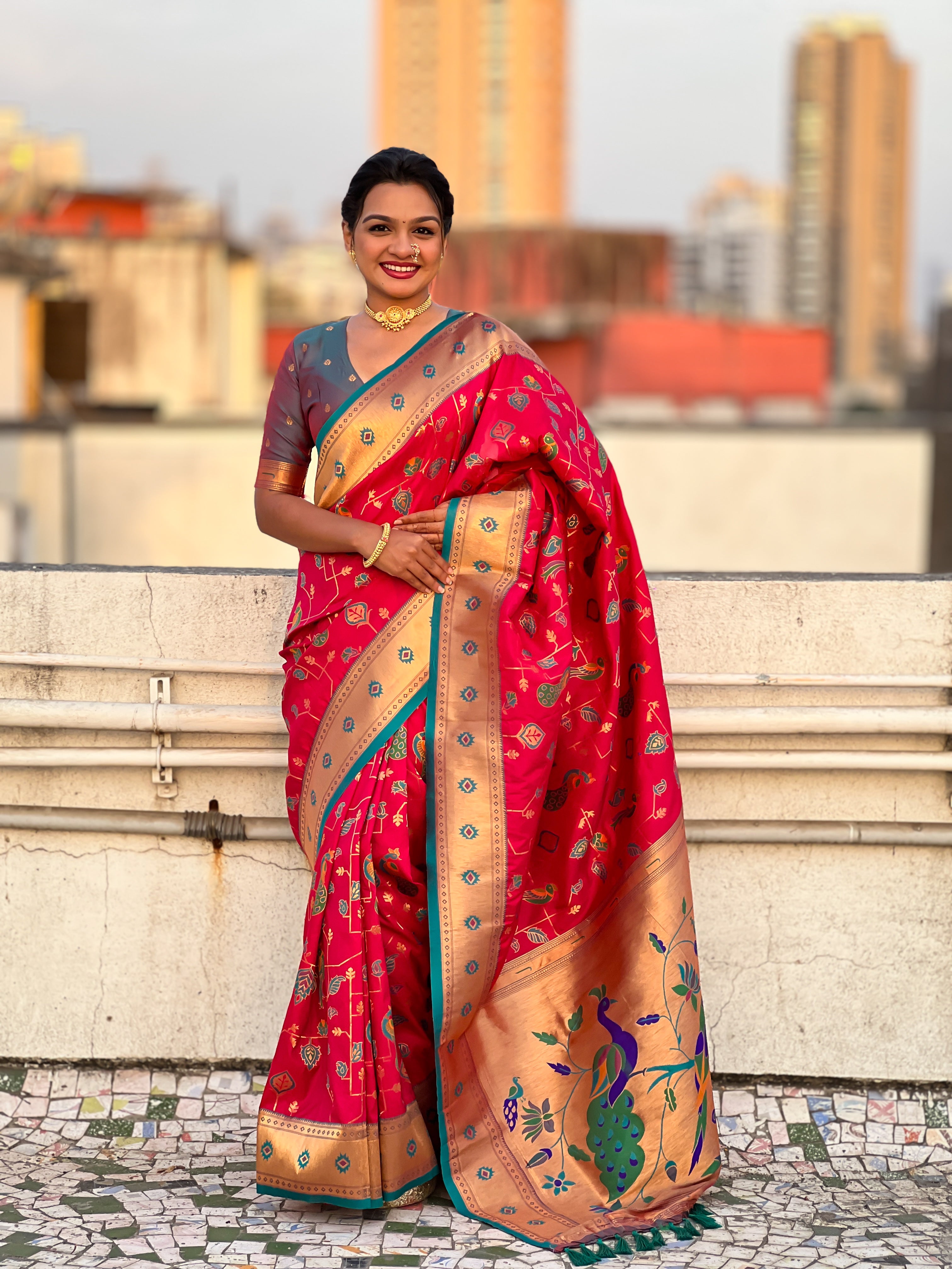 RED SOFT SILK PAITHANI SAREE