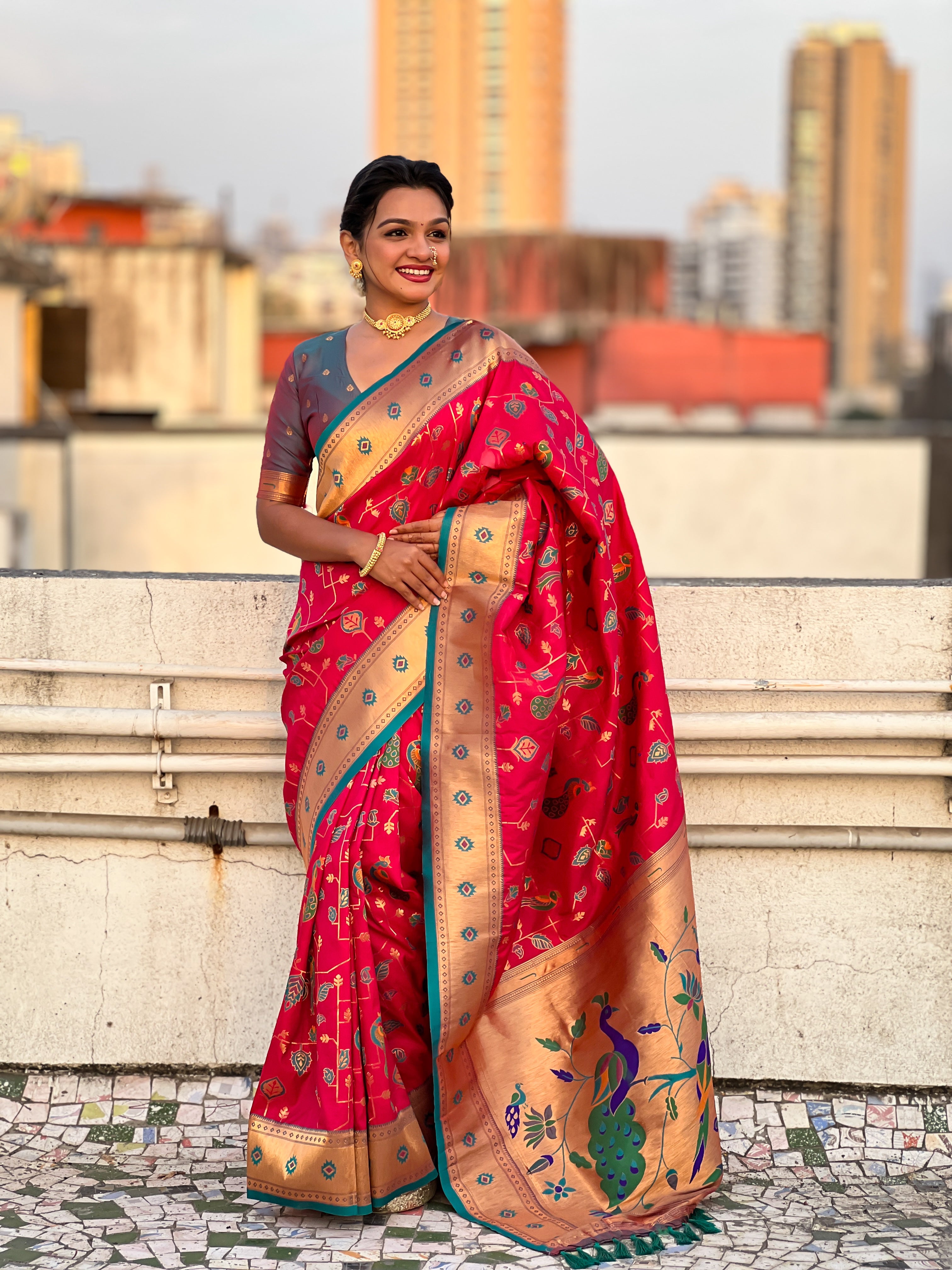 RED SOFT SILK PAITHANI SAREE