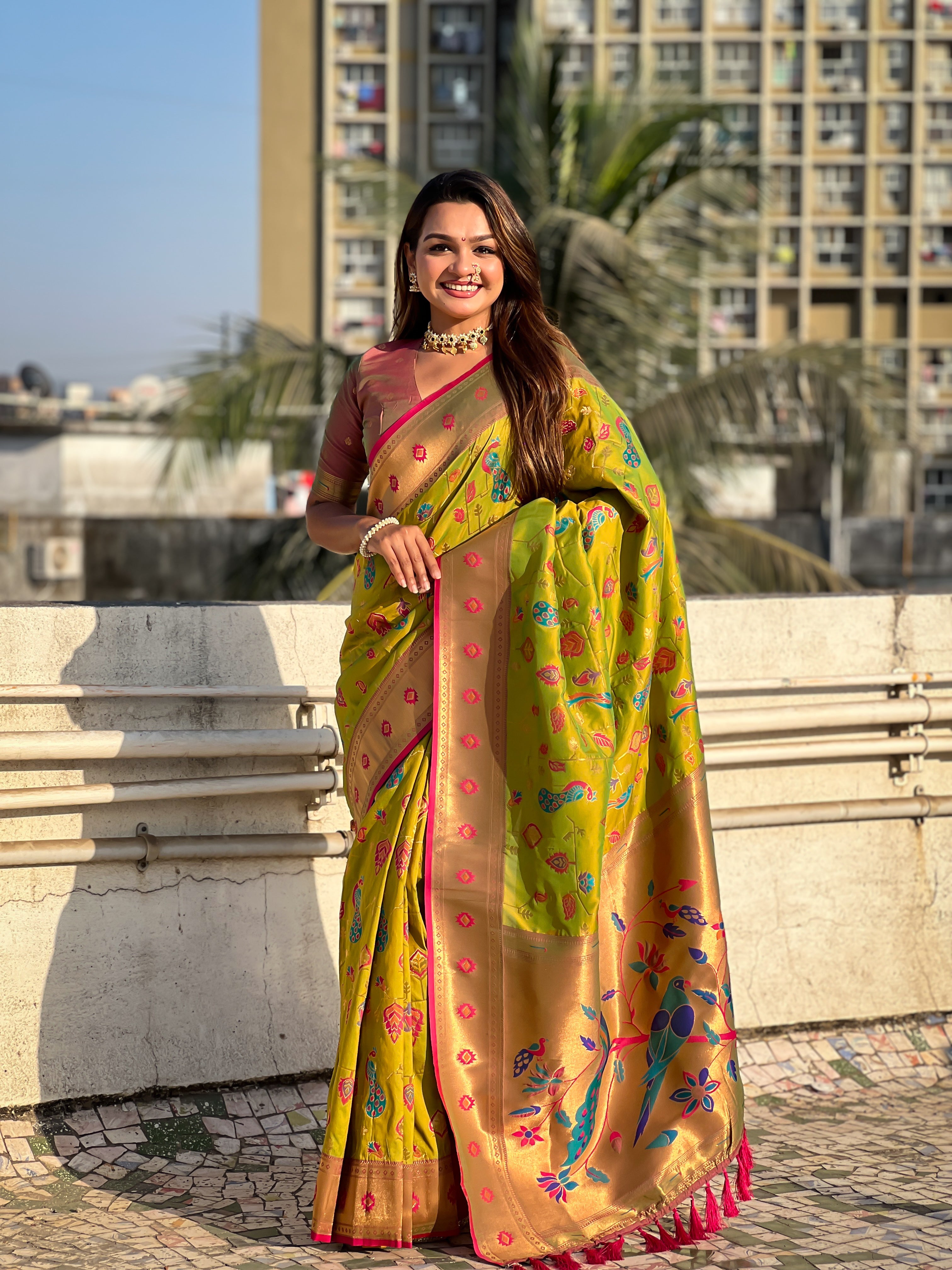 MEHENDI SOFT SILK PAITHANI SAREE
