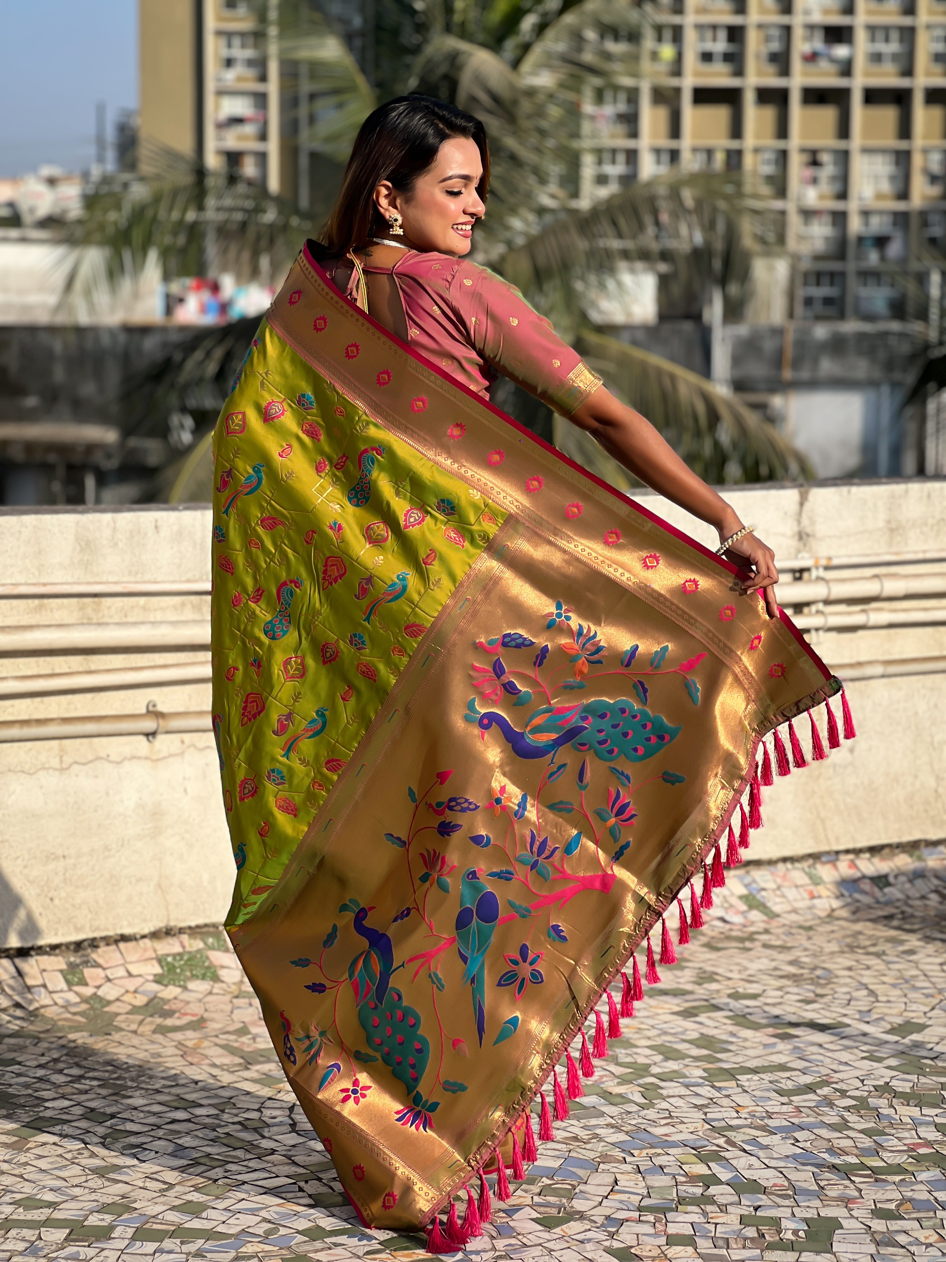 MEHENDI SOFT SILK PAITHANI SAREE