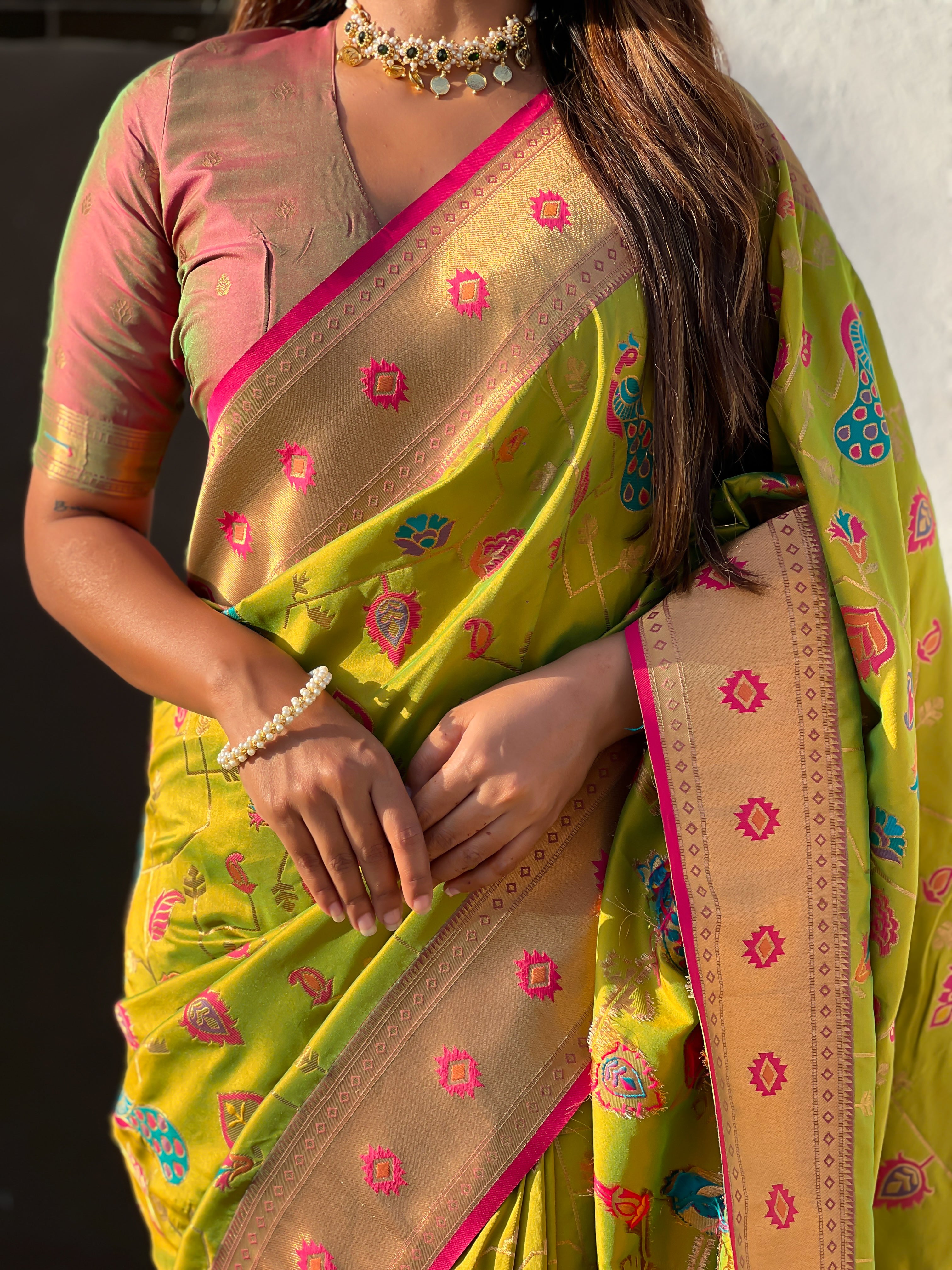 MEHENDI SOFT SILK PAITHANI SAREE
