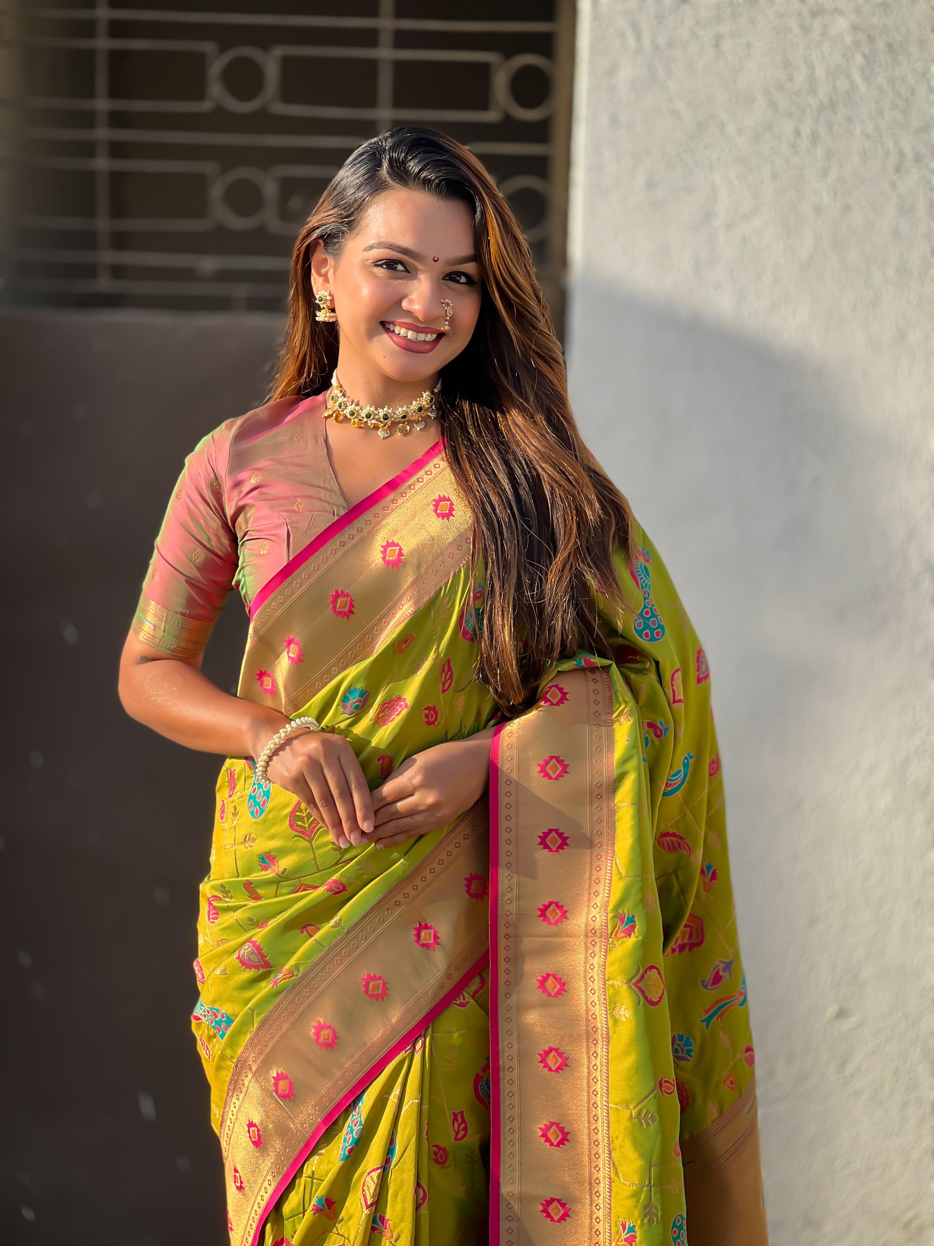 MEHENDI SOFT SILK PAITHANI SAREE