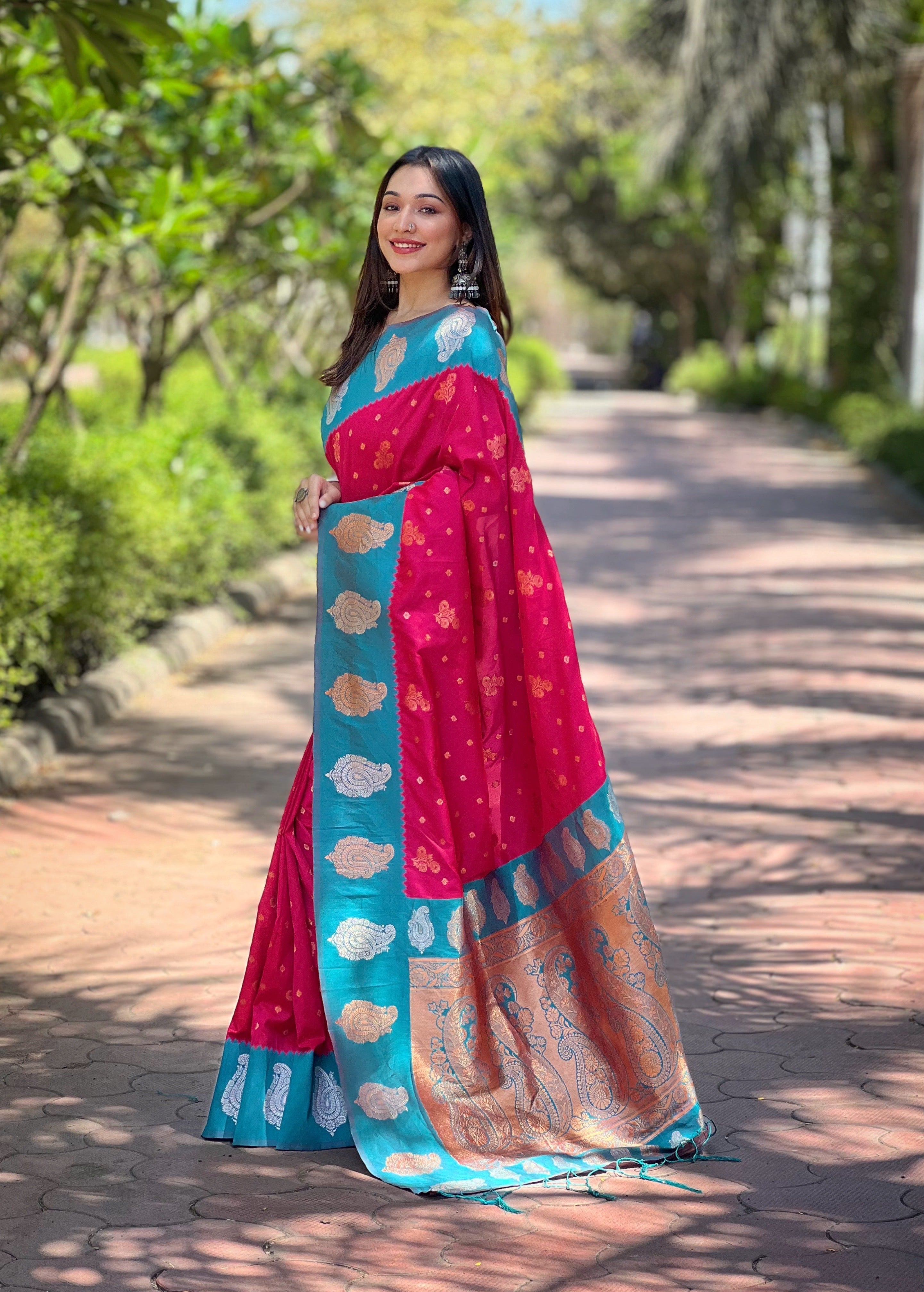 Bright Red Soft Silk Banarasi Saree