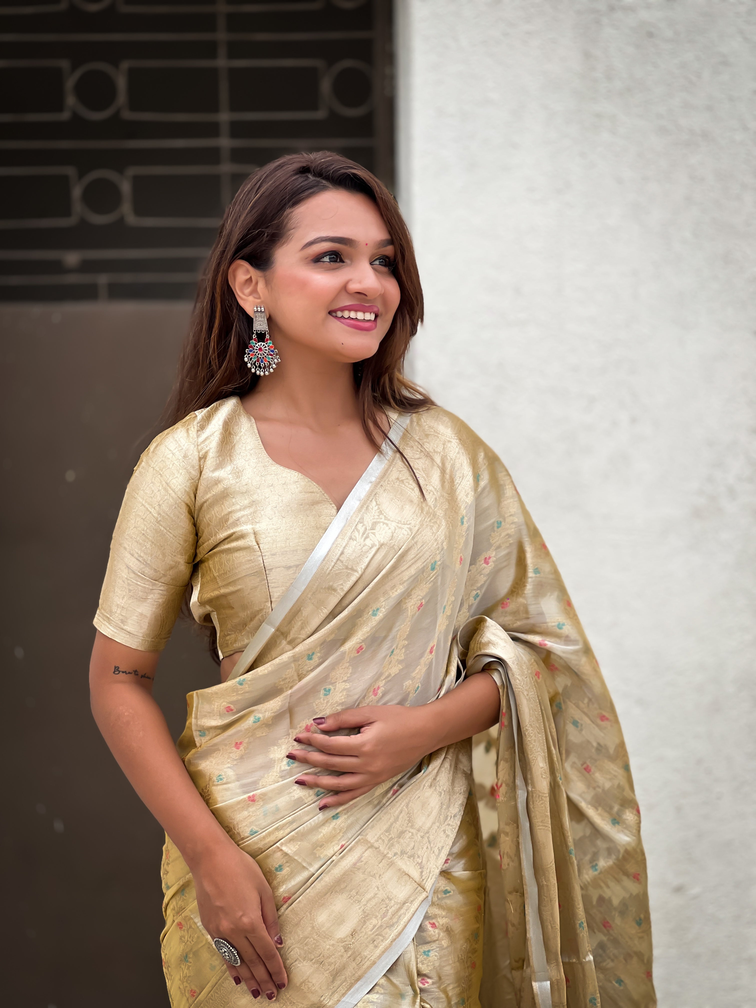 YELLOW BANARASI SILK BLEND SAREE