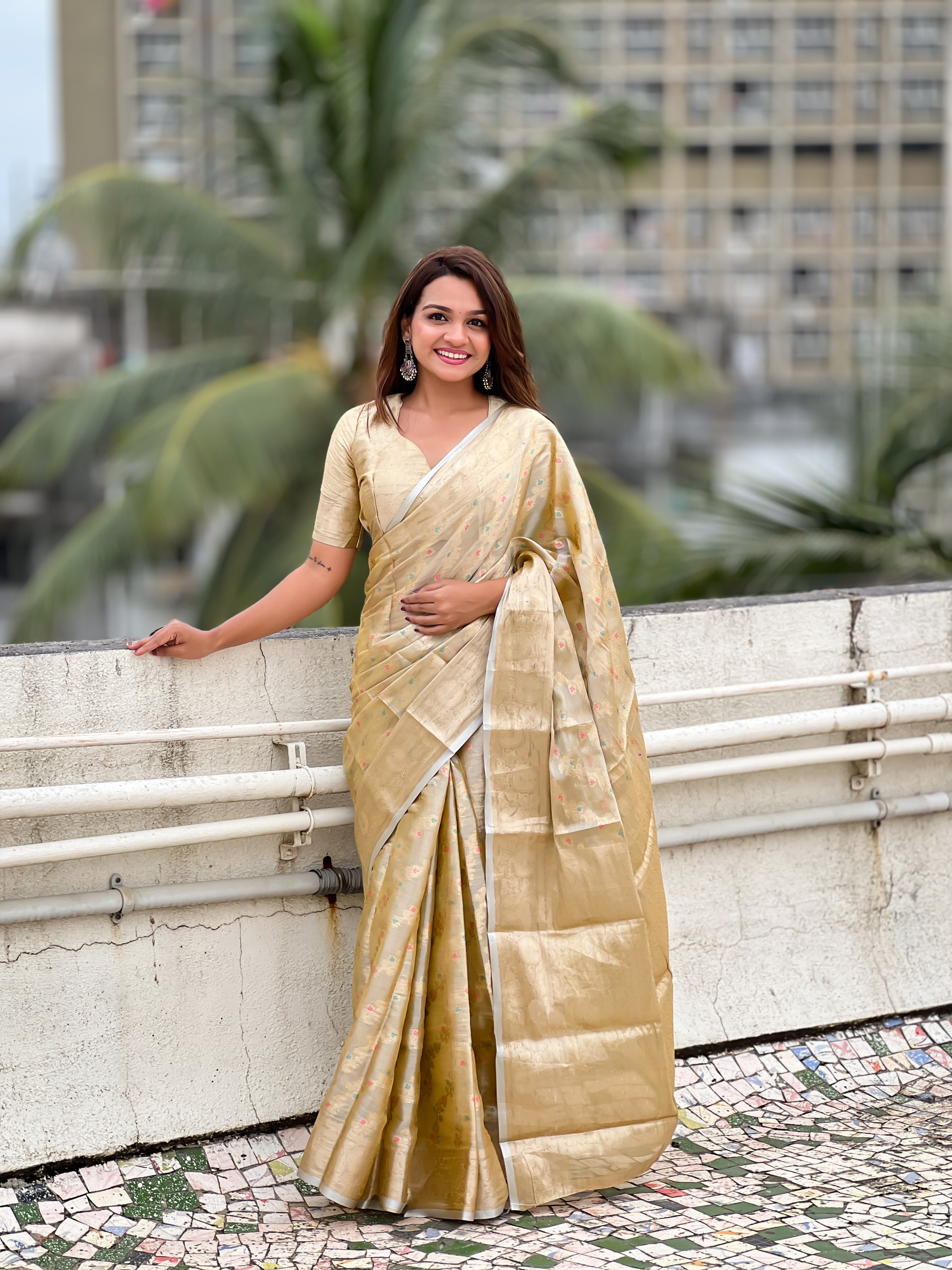 YELLOW BANARASI SILK BLEND SAREE