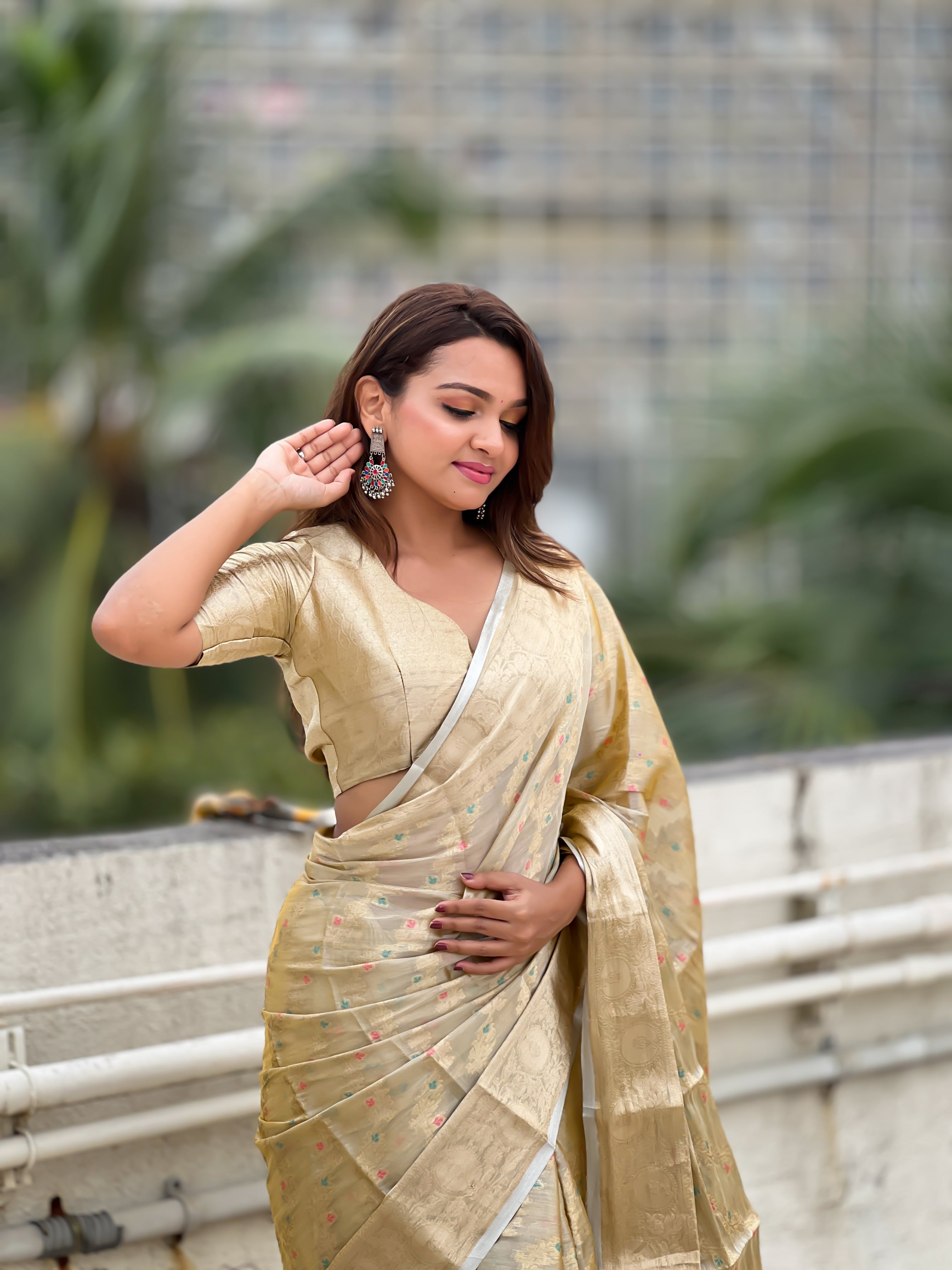 YELLOW BANARASI SILK BLEND SAREE