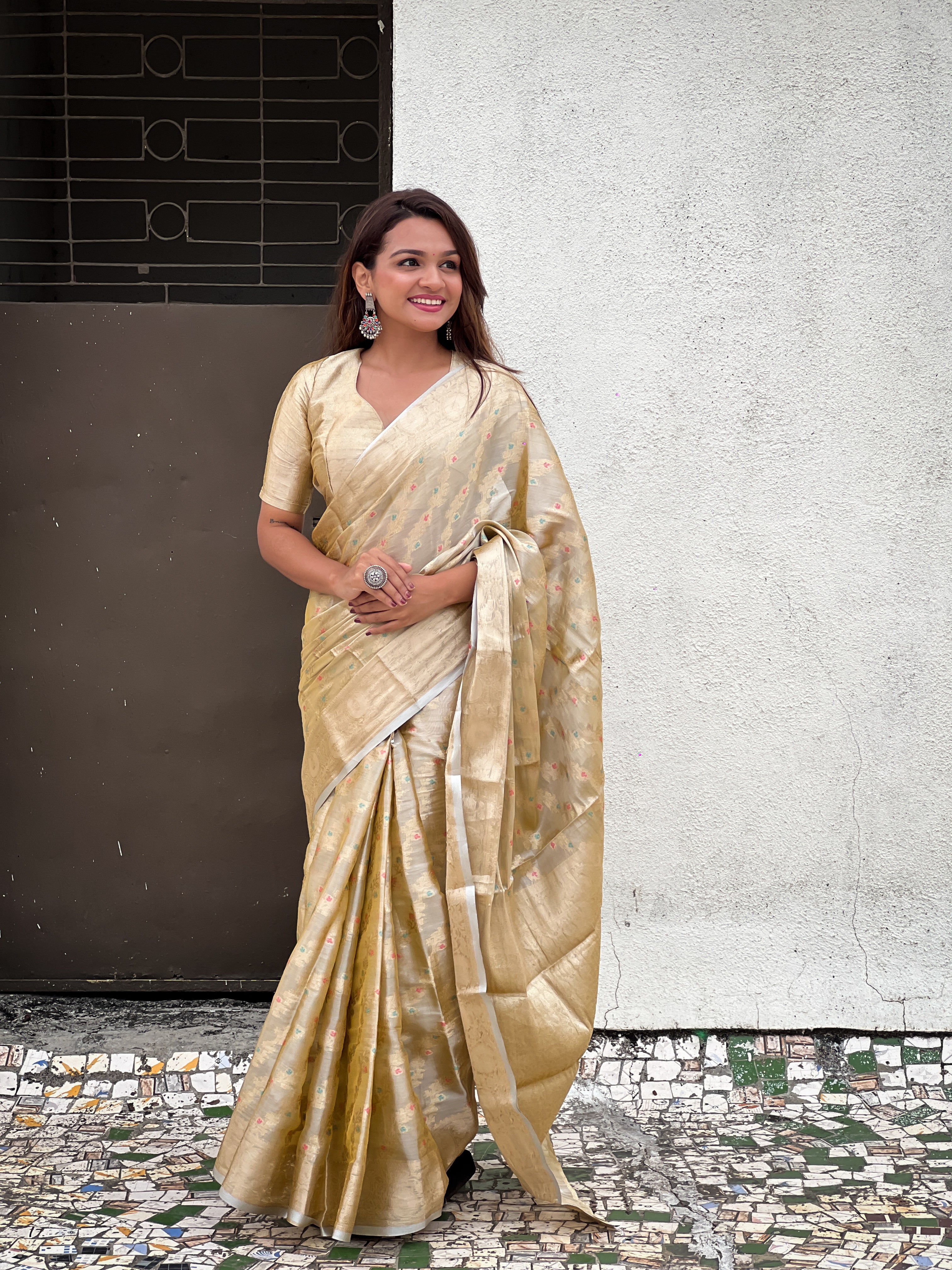 YELLOW BANARASI SILK BLEND SAREE