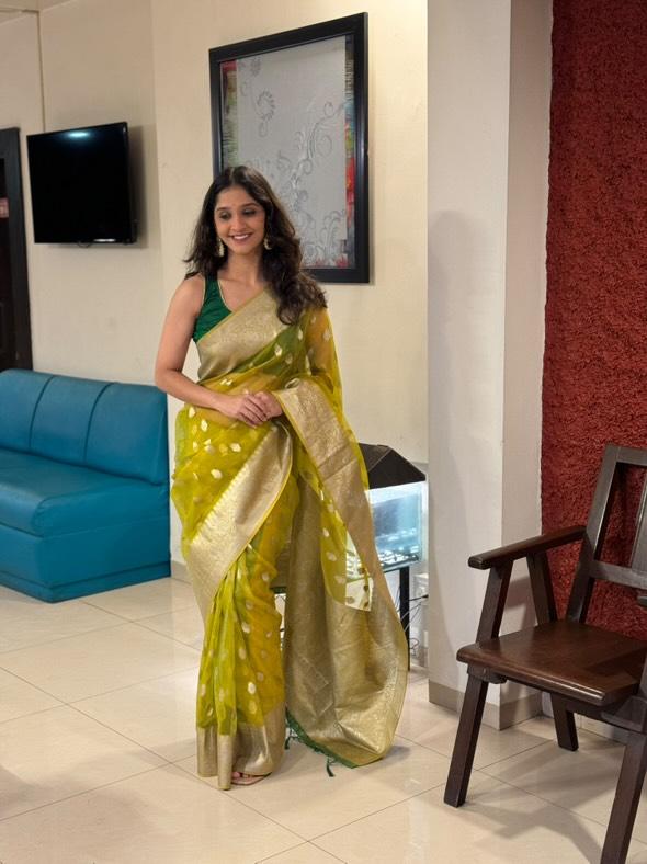 Shivani Sonar in Butterscotch Yellow Organza Silk Saree