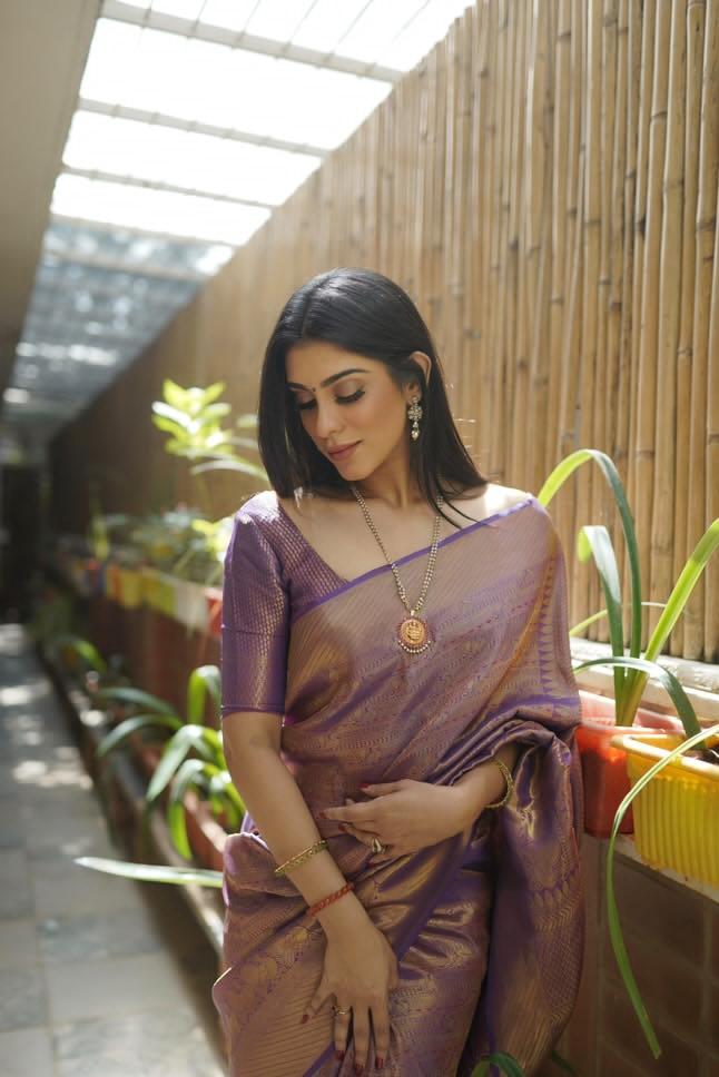 Vaibhavi Jagdish In Wine Purple Kanjivaram Saree