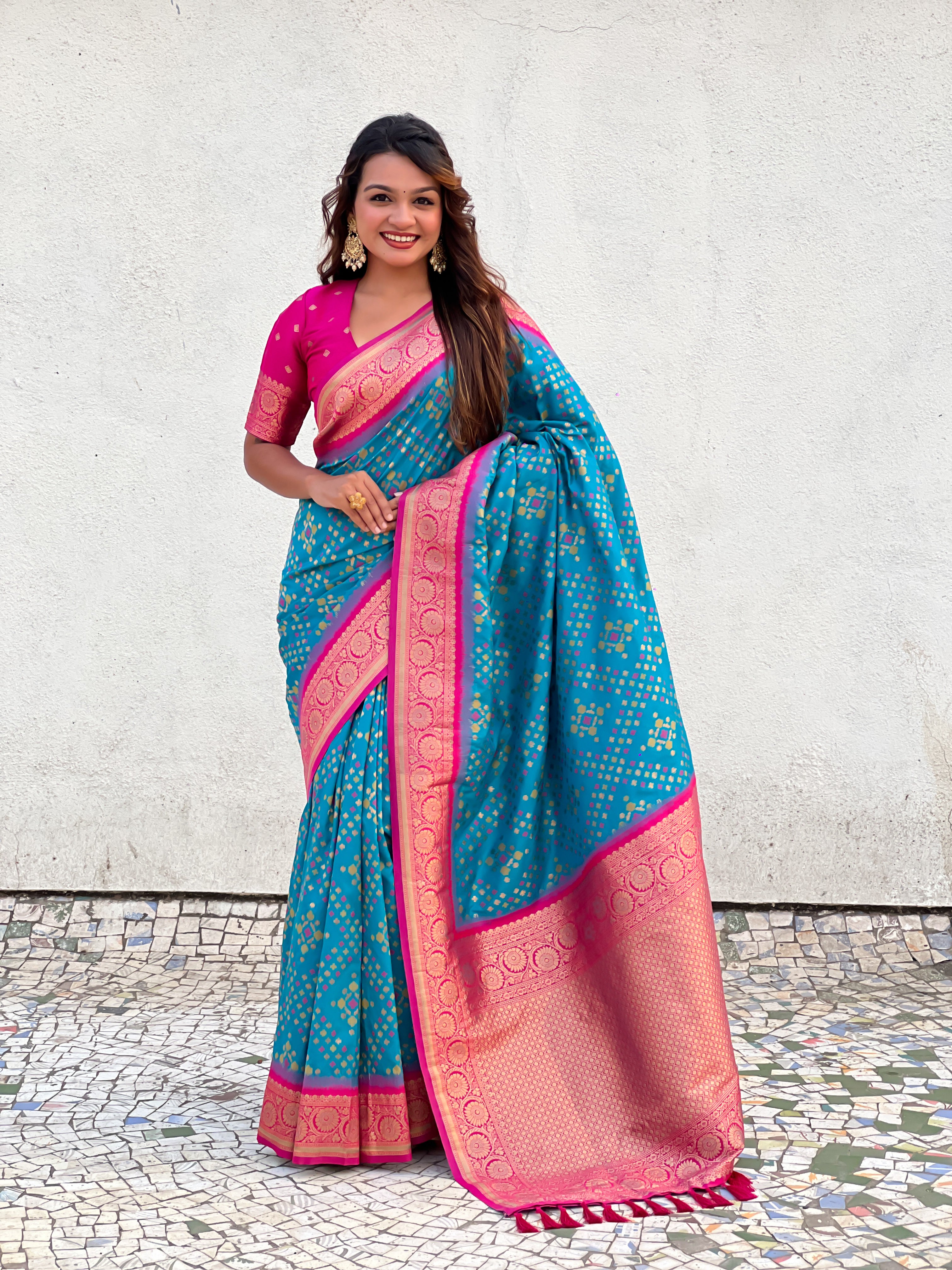 SKY BLUE PATOLA SILK SAREE