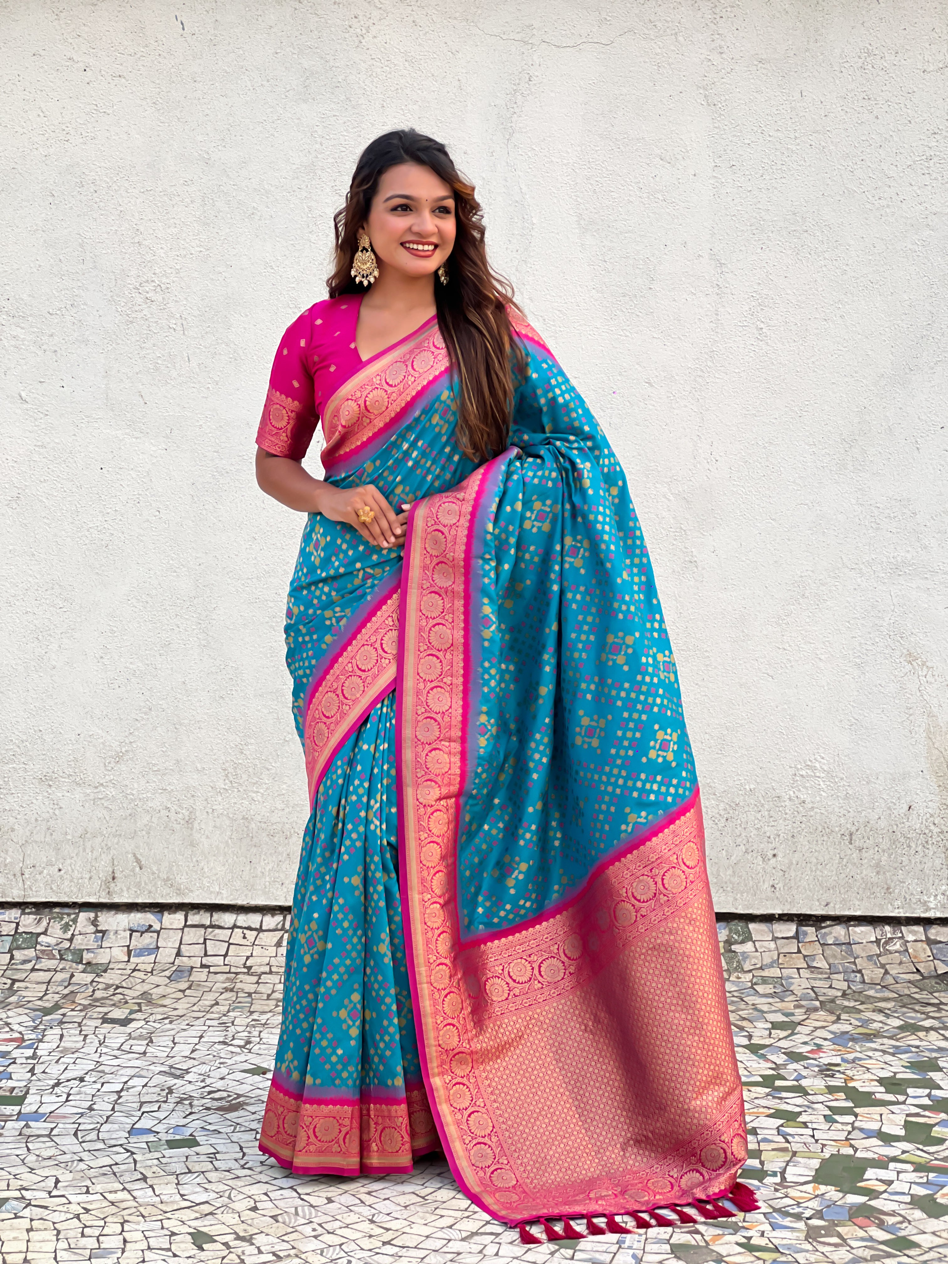 SKY BLUE PATOLA SILK SAREE