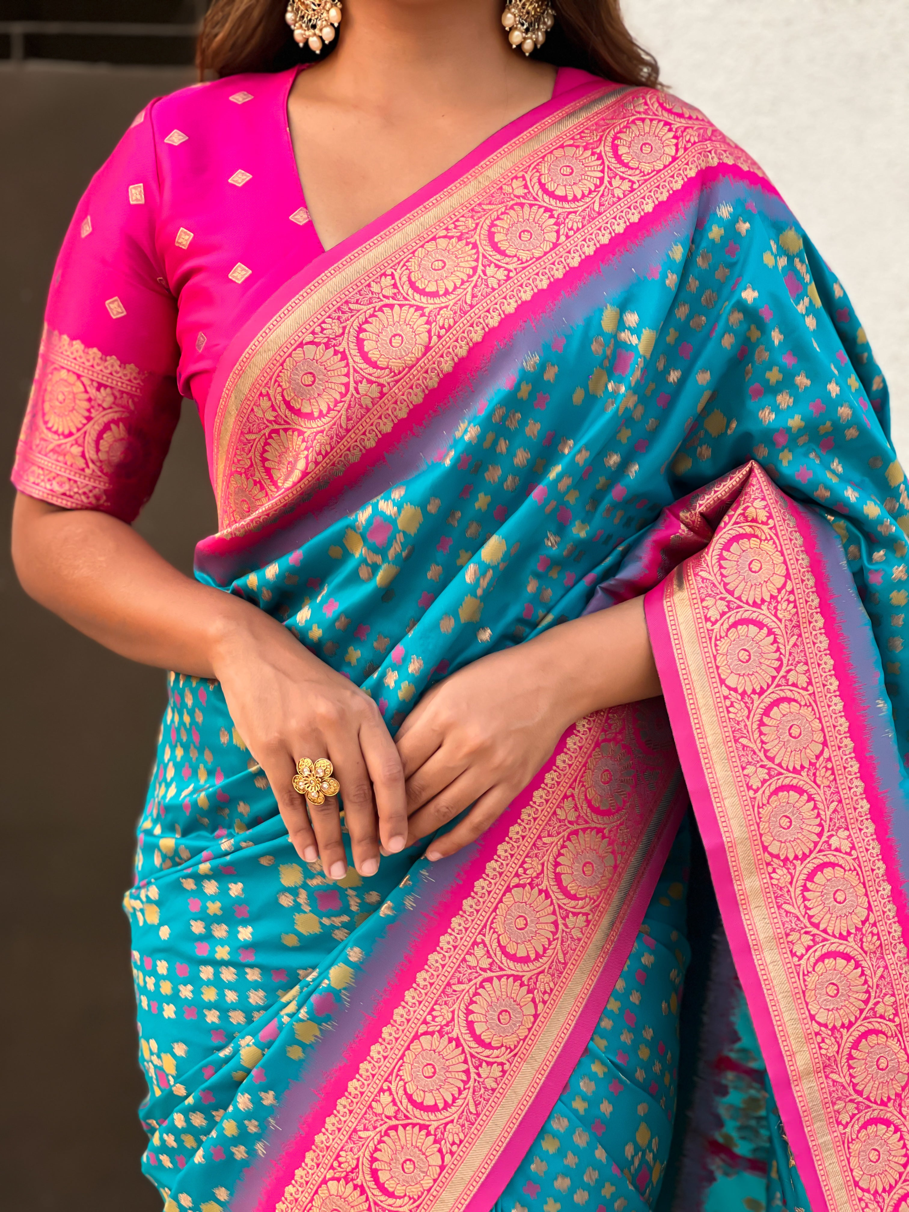 SKY BLUE PATOLA SILK SAREE