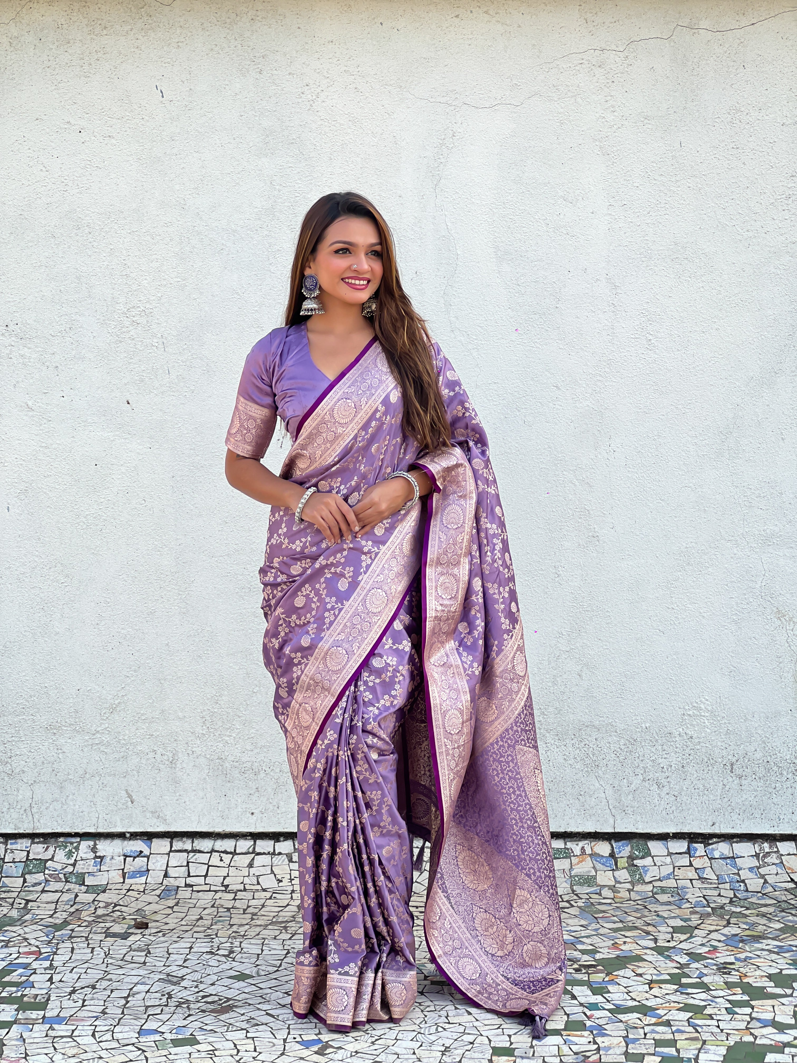 LEVENDER BANARASI SILK BLEND SAREE