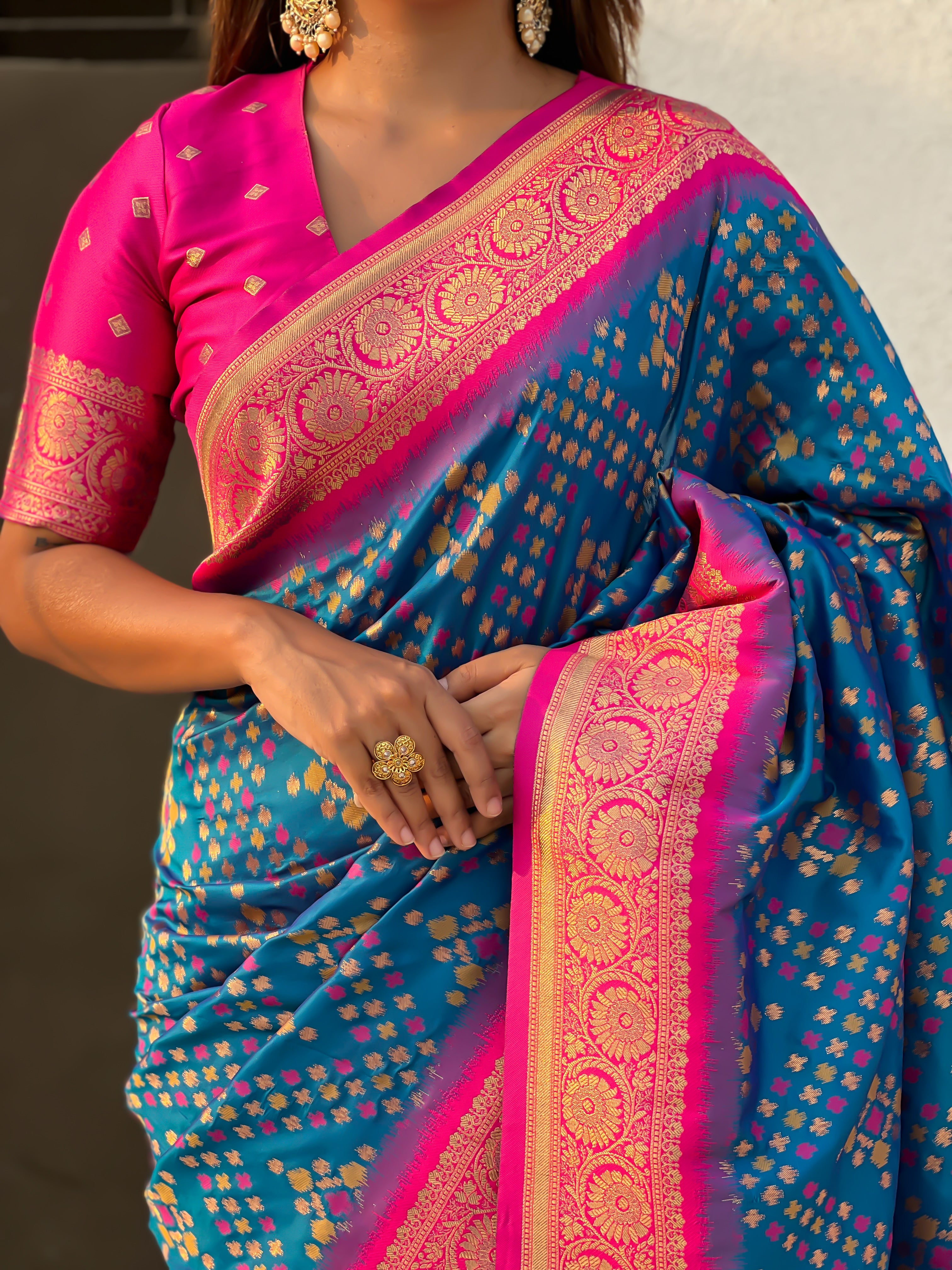 SKY BLUE PATOLA SILK SAREE