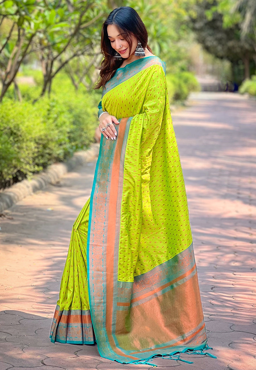 OLIVE BANARASI SILK BLEND SAREE