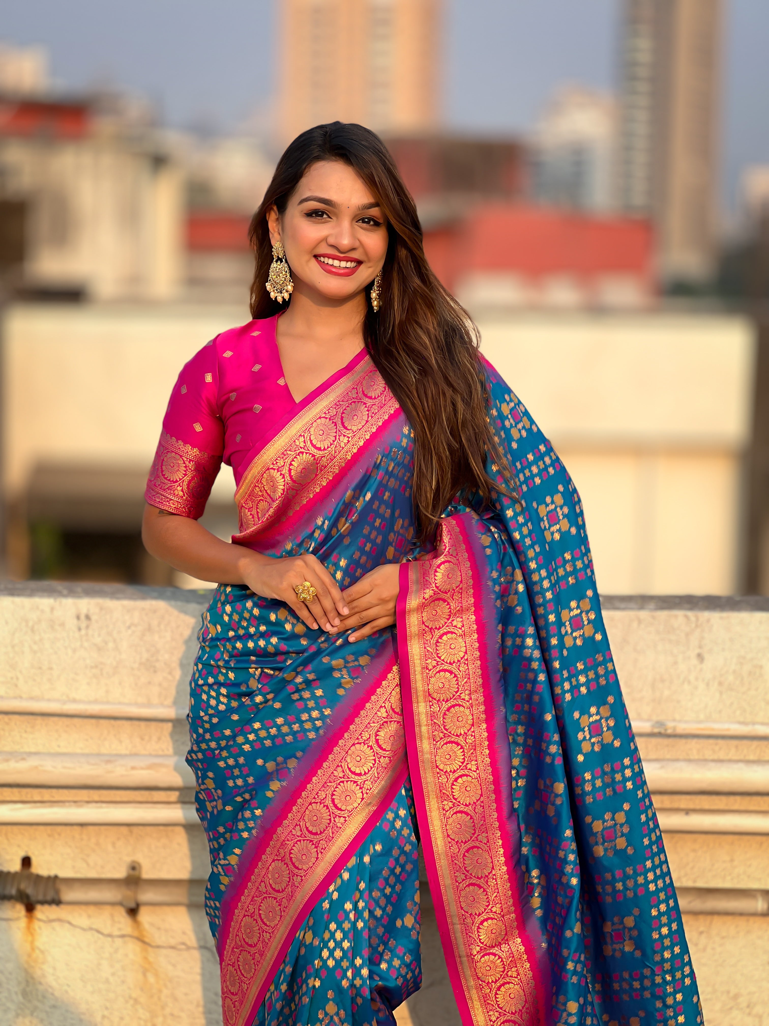 SKY BLUE PATOLA SILK SAREE